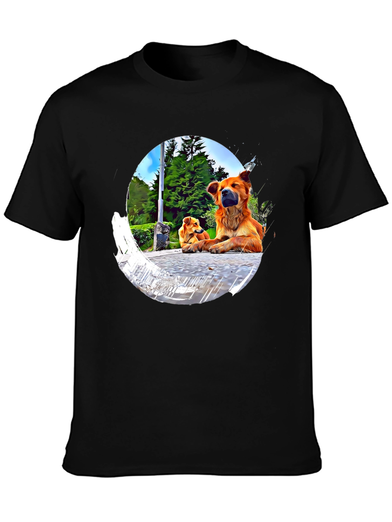 Black Dogs in Circle Graphic T-Shirt view 3