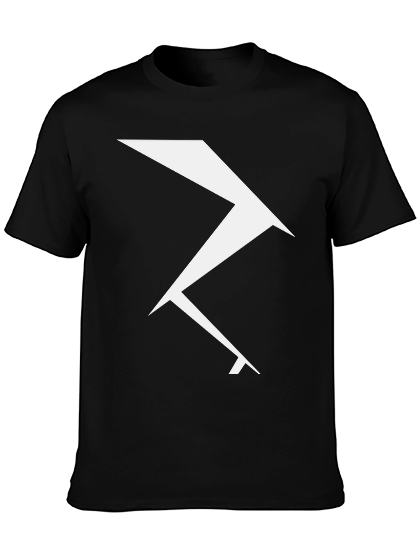 Black Geometric Lightning Bolt Graphic Tee - Black view 3
