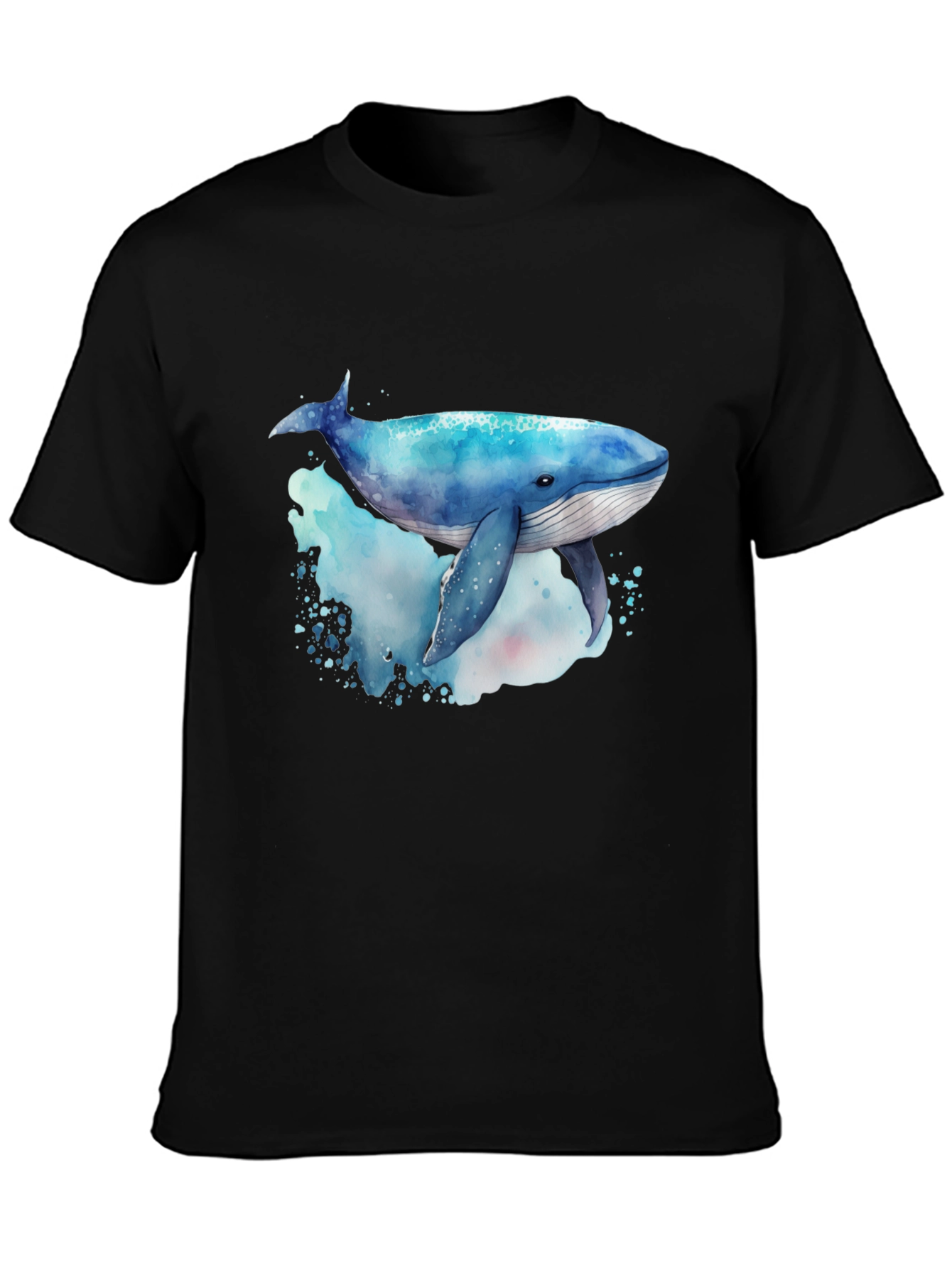Black Whale Graphic Tee - Men's Black Crew Neck view 3