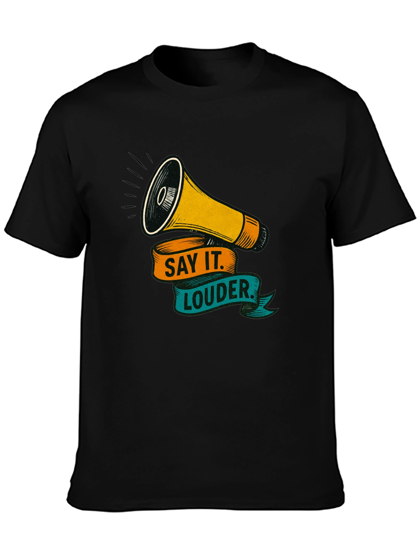 Black Say It Louder Graphic Tee - Bold Statement Shirt view 3