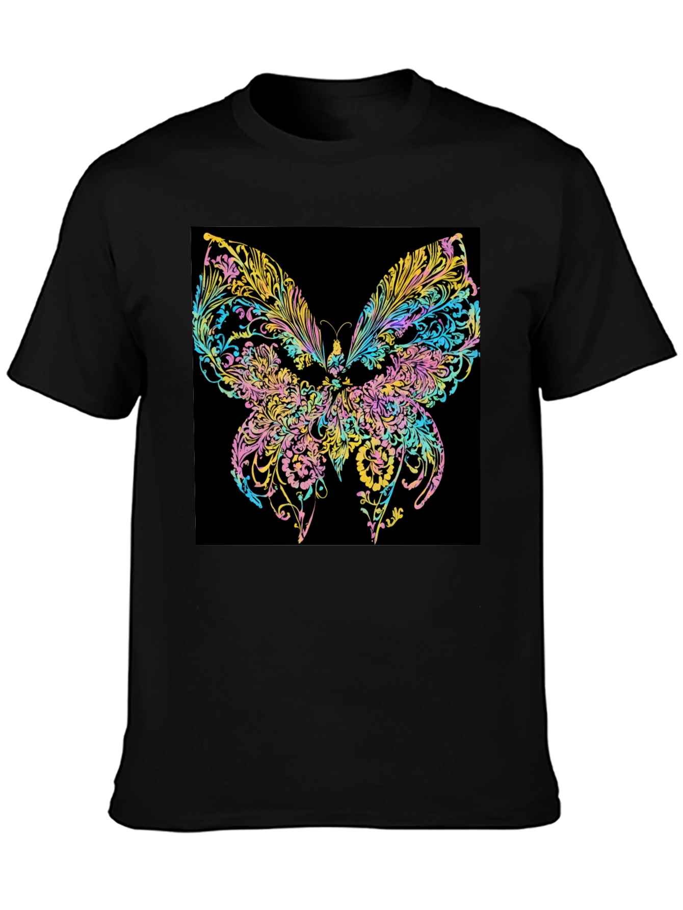 Black Butterfly Art Black T-Shirt view 3