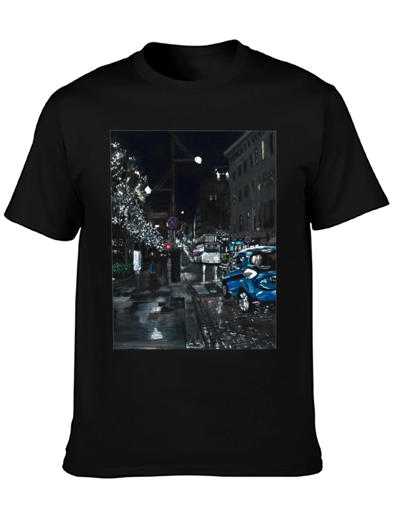 Black City Nightscape T-Shirt view 3