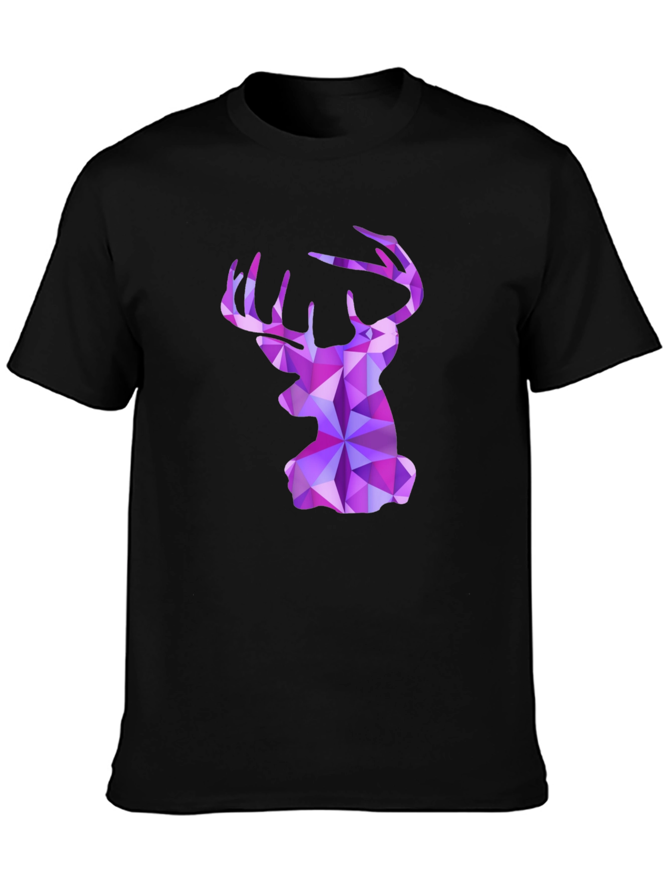 Black Geometric Deer Head Graphic Tee - Black view 3