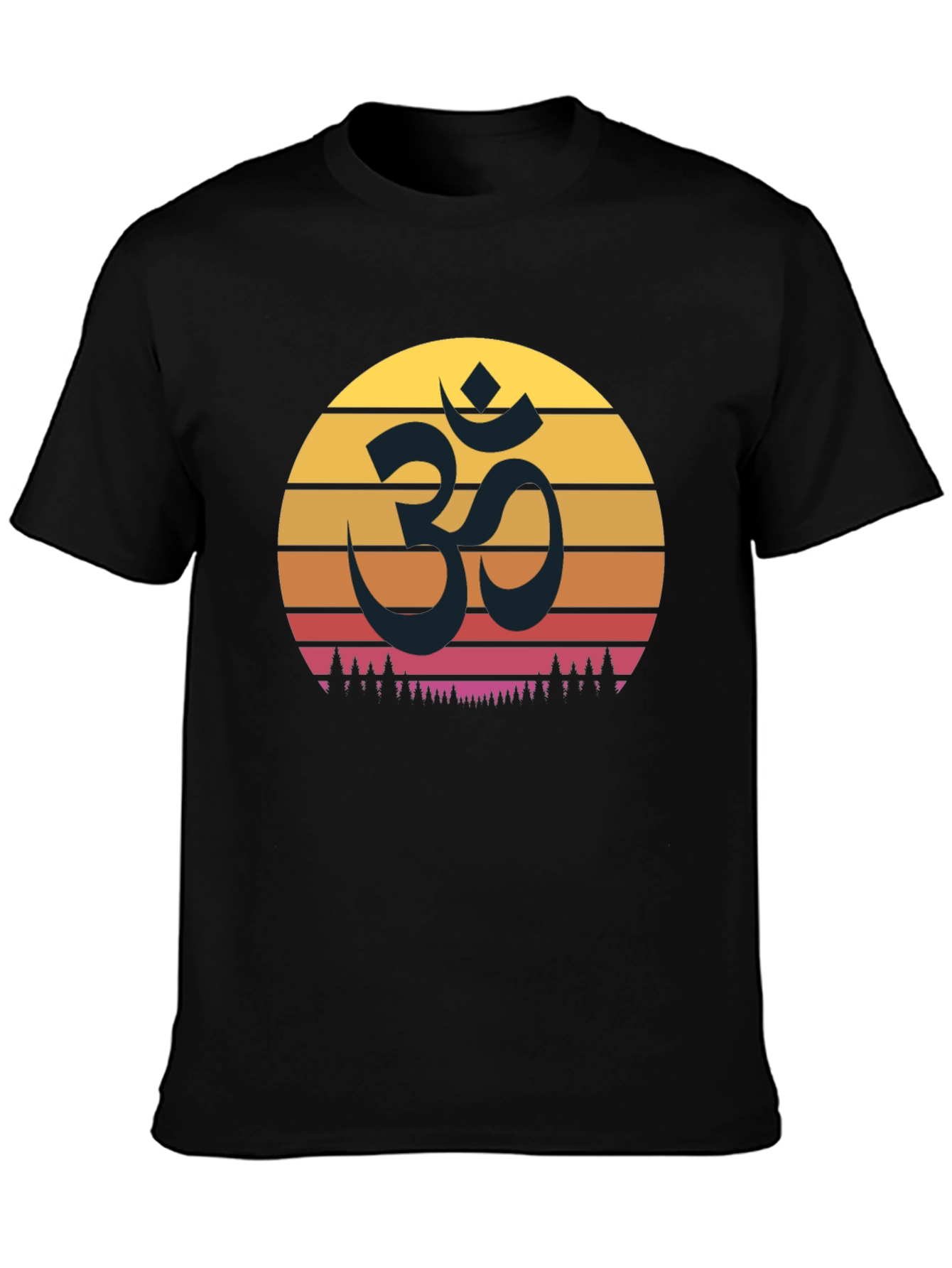 Black Om Sunset Graphic T-Shirt - Spiritual Comfort view 3