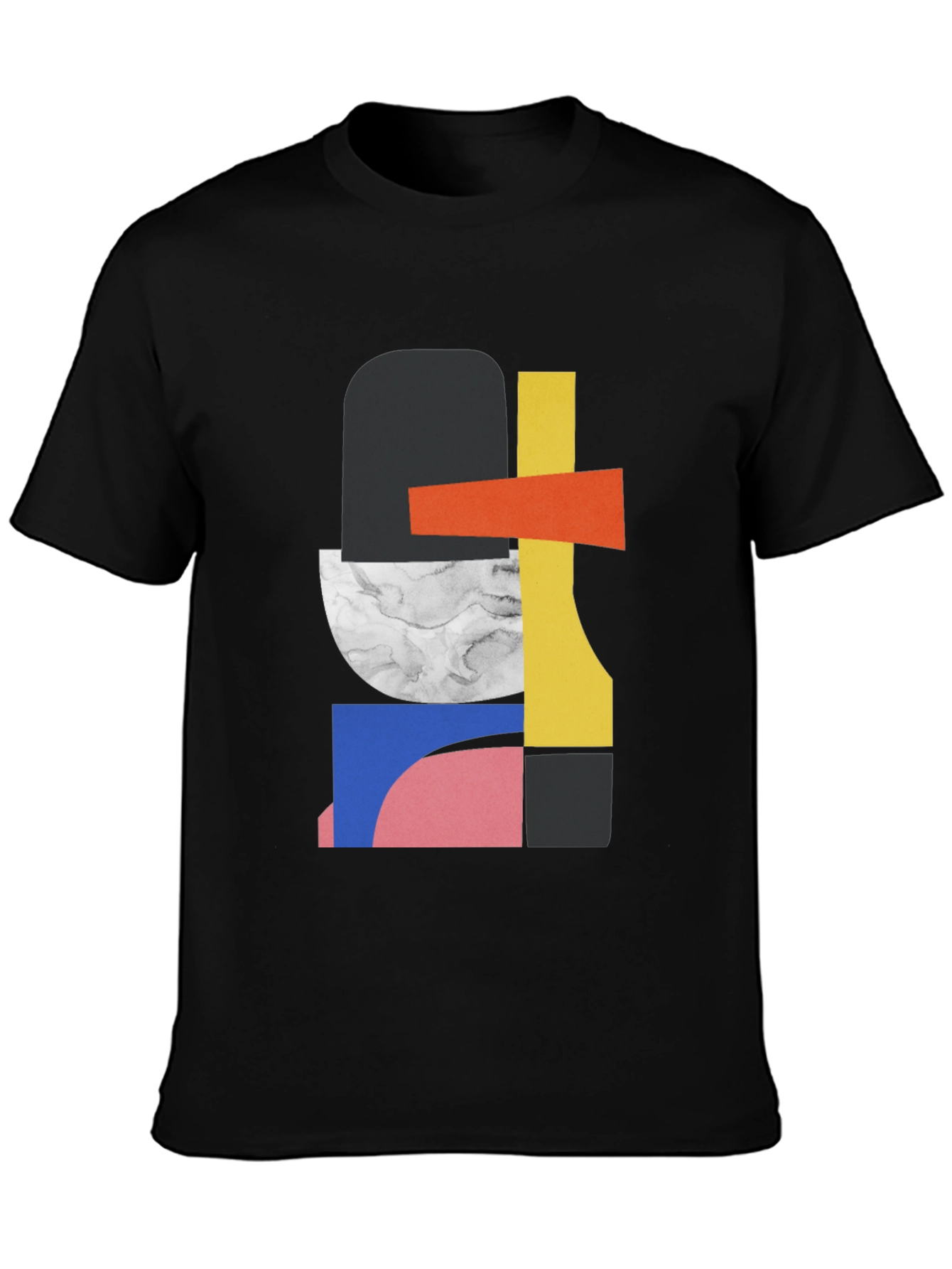 Black Abstract Geometric Graphic Tee - Modern Art Style view 3