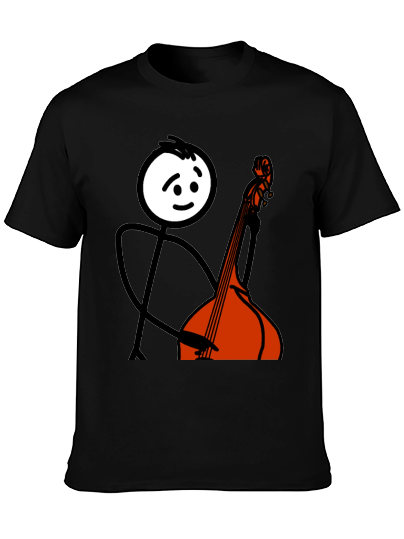 Black Stick Figure Bass Player Graphic Tee view 3