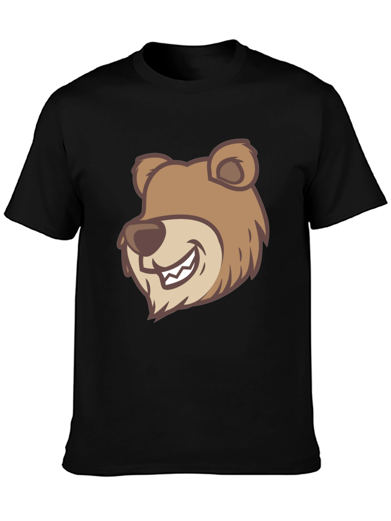 Black Cartoon Bear Graphic T-Shirt - Black view 3