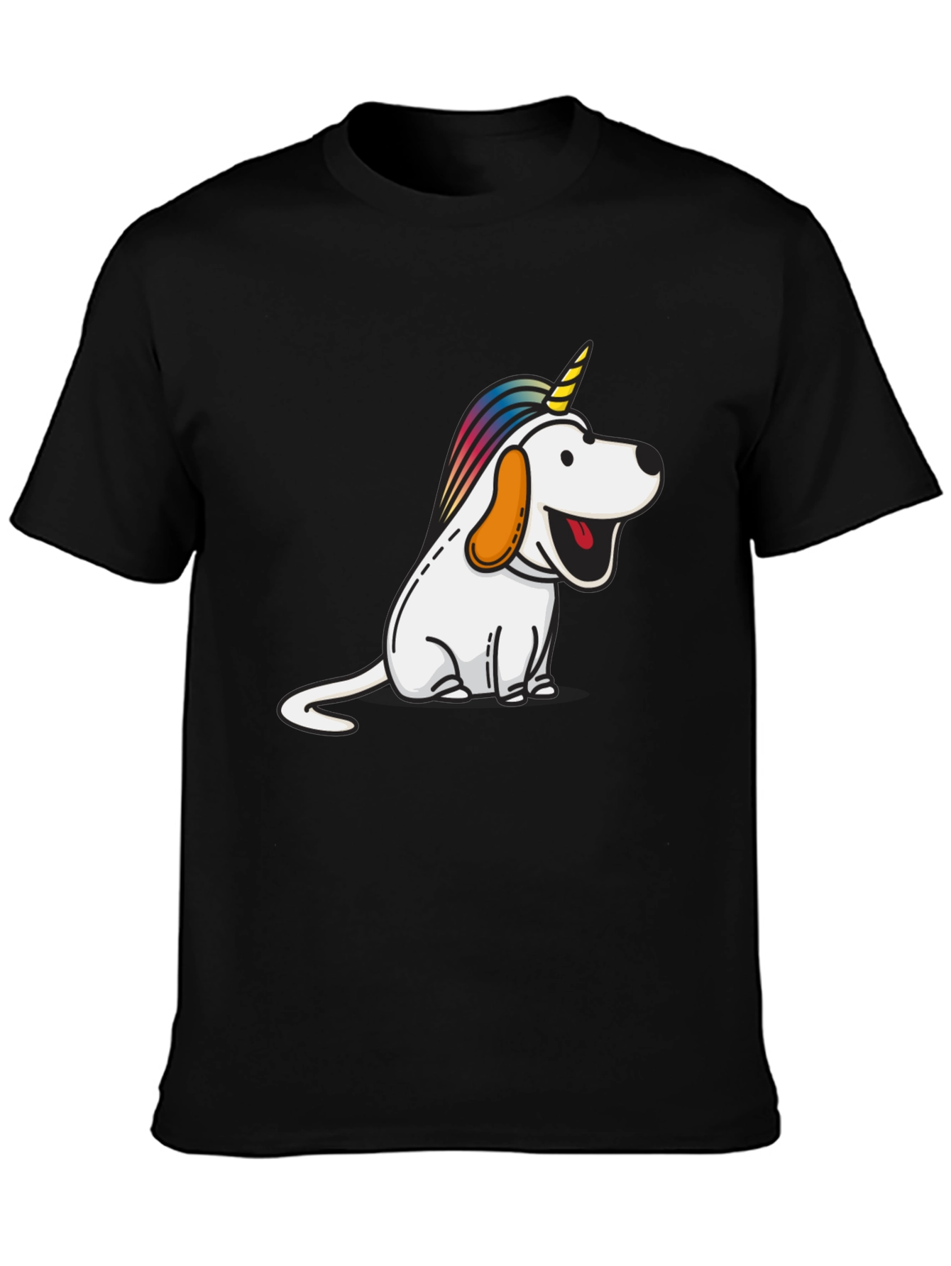 Black Unicorn Dog Graphic Tee - Men's Black T-Shirt view 3
