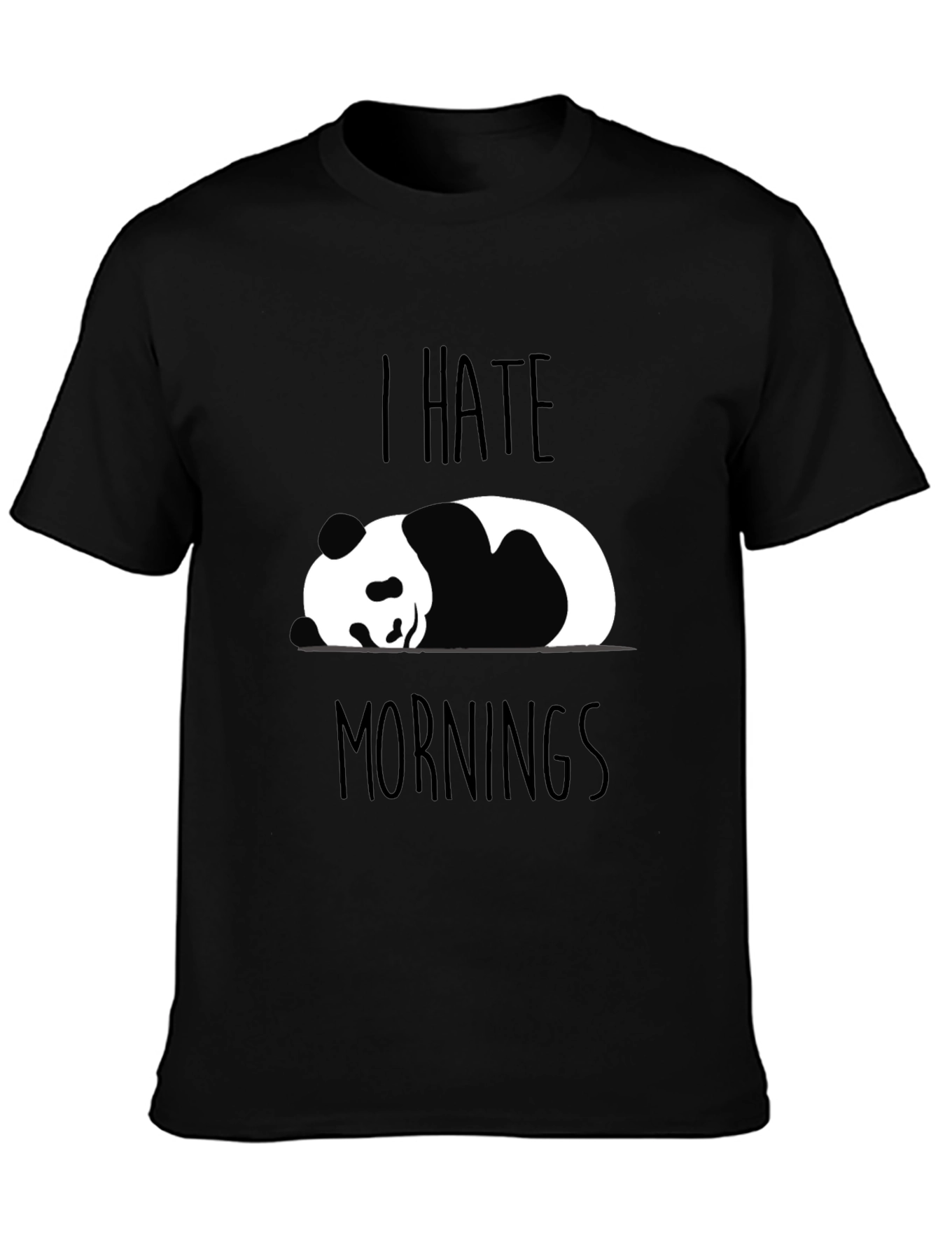 Black I Hate Mornings Panda T-Shirt Funny Novelty Tee view 3