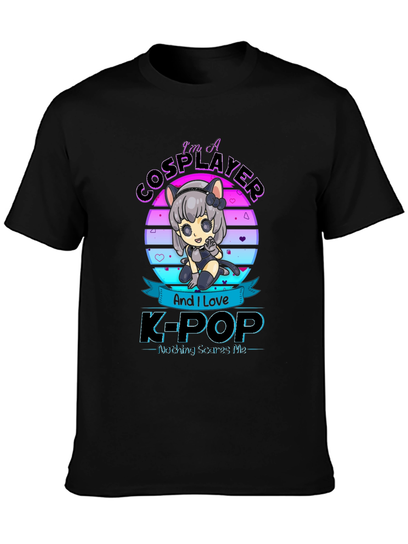 Black I'm A Cosplayer and Love K-Pop T-Shirt view 3