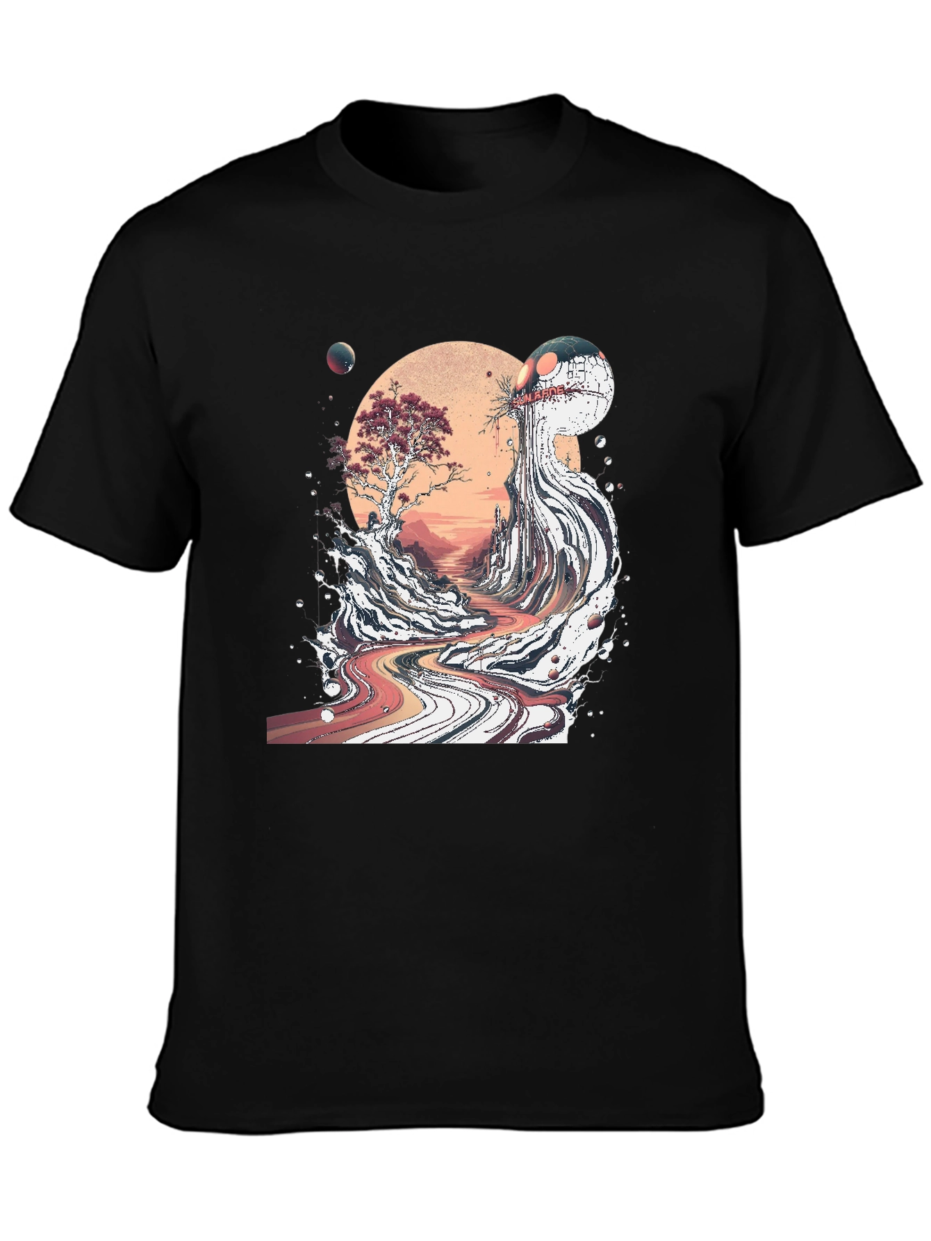 Black Ukiyo-e Inspired Graphic T-Shirt view 3