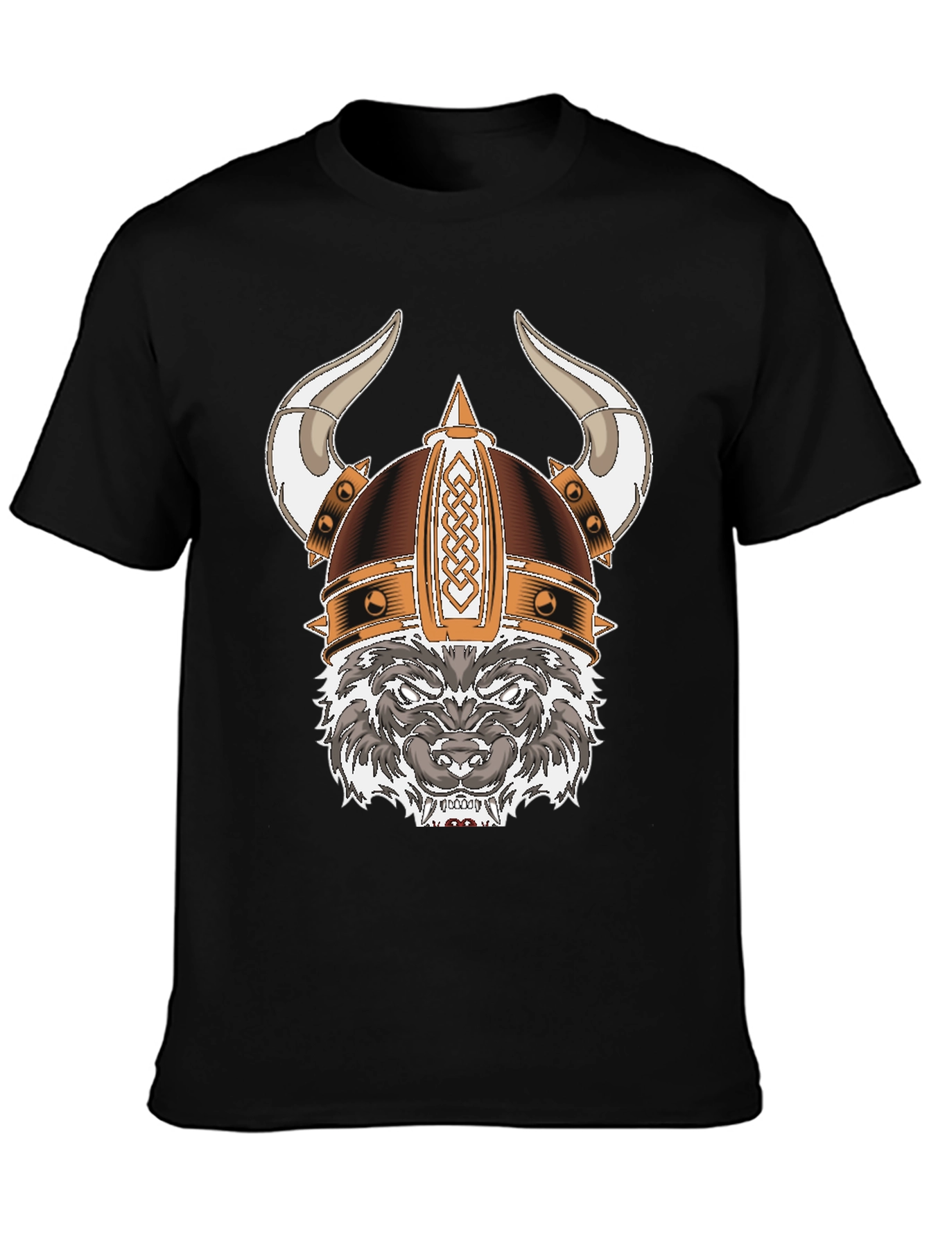Black Viking Wolf Graphic Tee - Black view 3