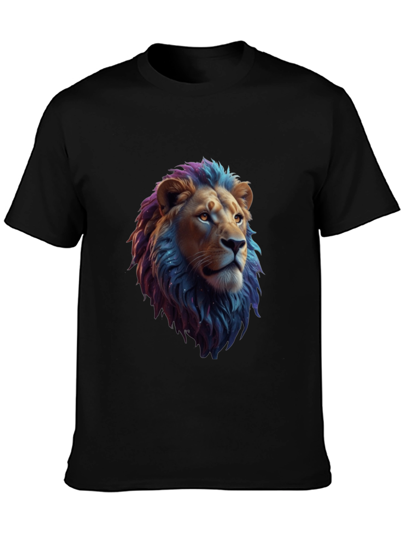Black Lion Head Graphic Tee - Cool Animal Print Shirt view 3
