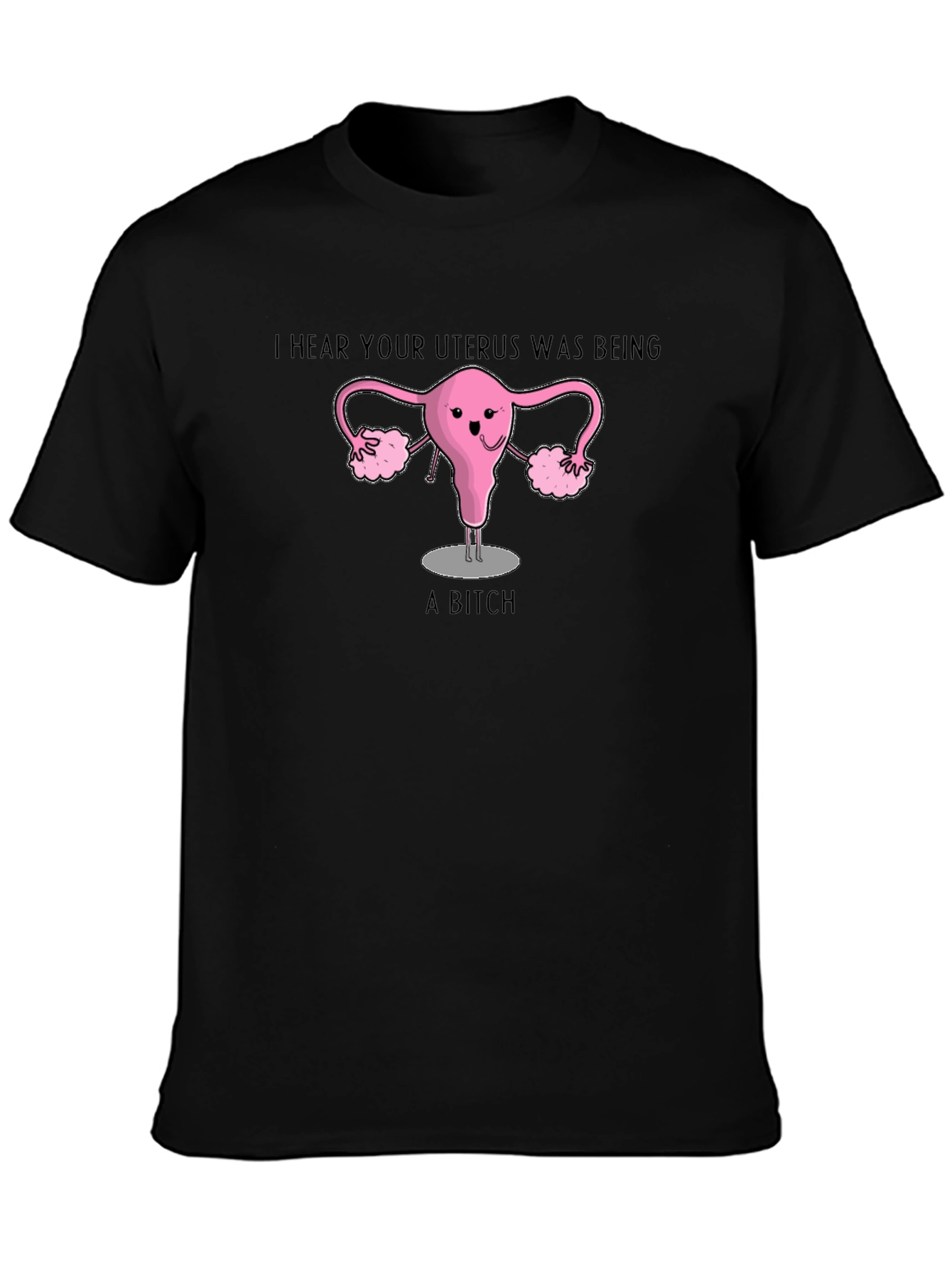 Black Uterus Humor Graphic T-Shirt view 3