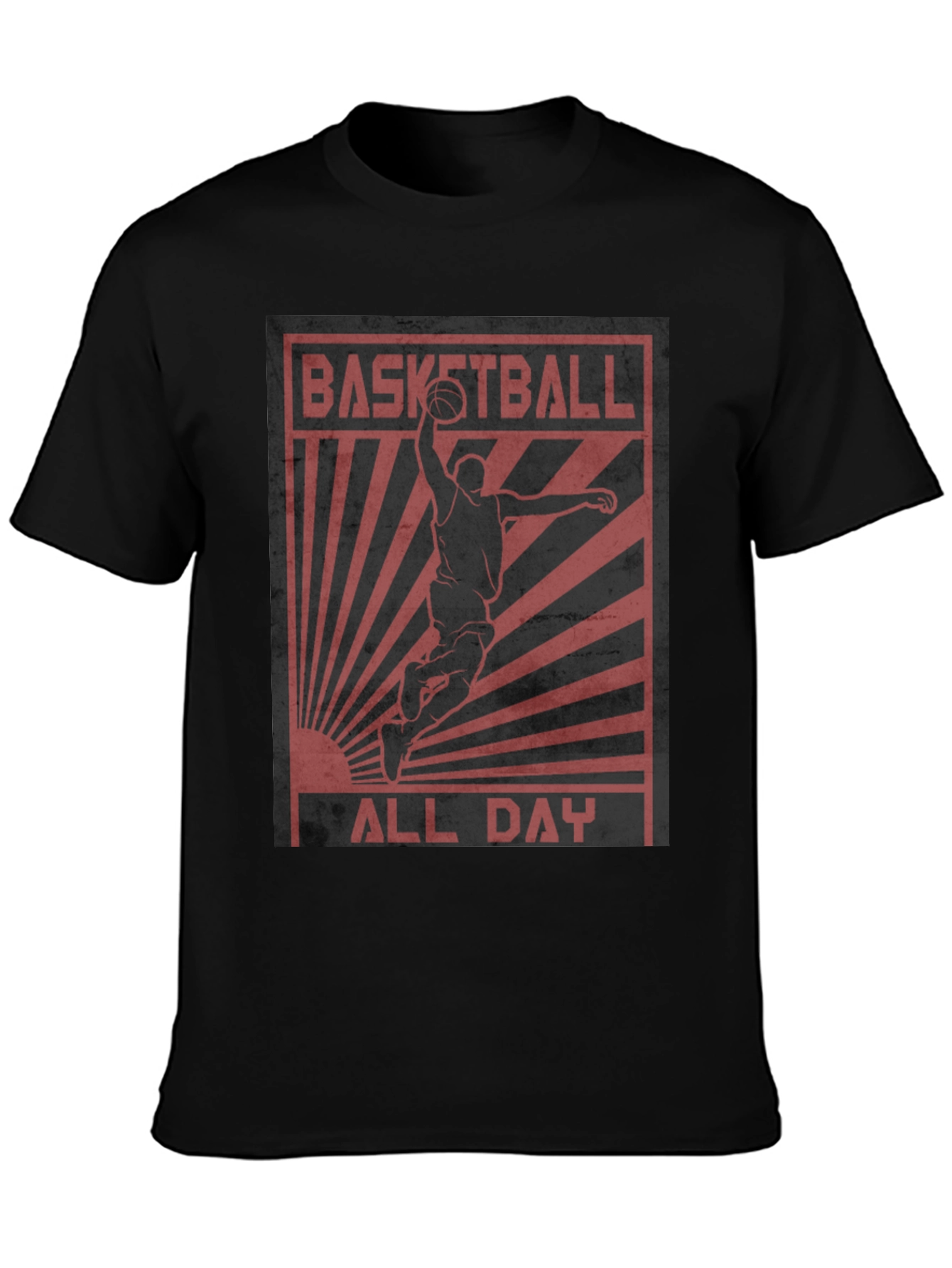 Black Basketball All Day Graphic Tee - Black Cotton T-Shirt view 3