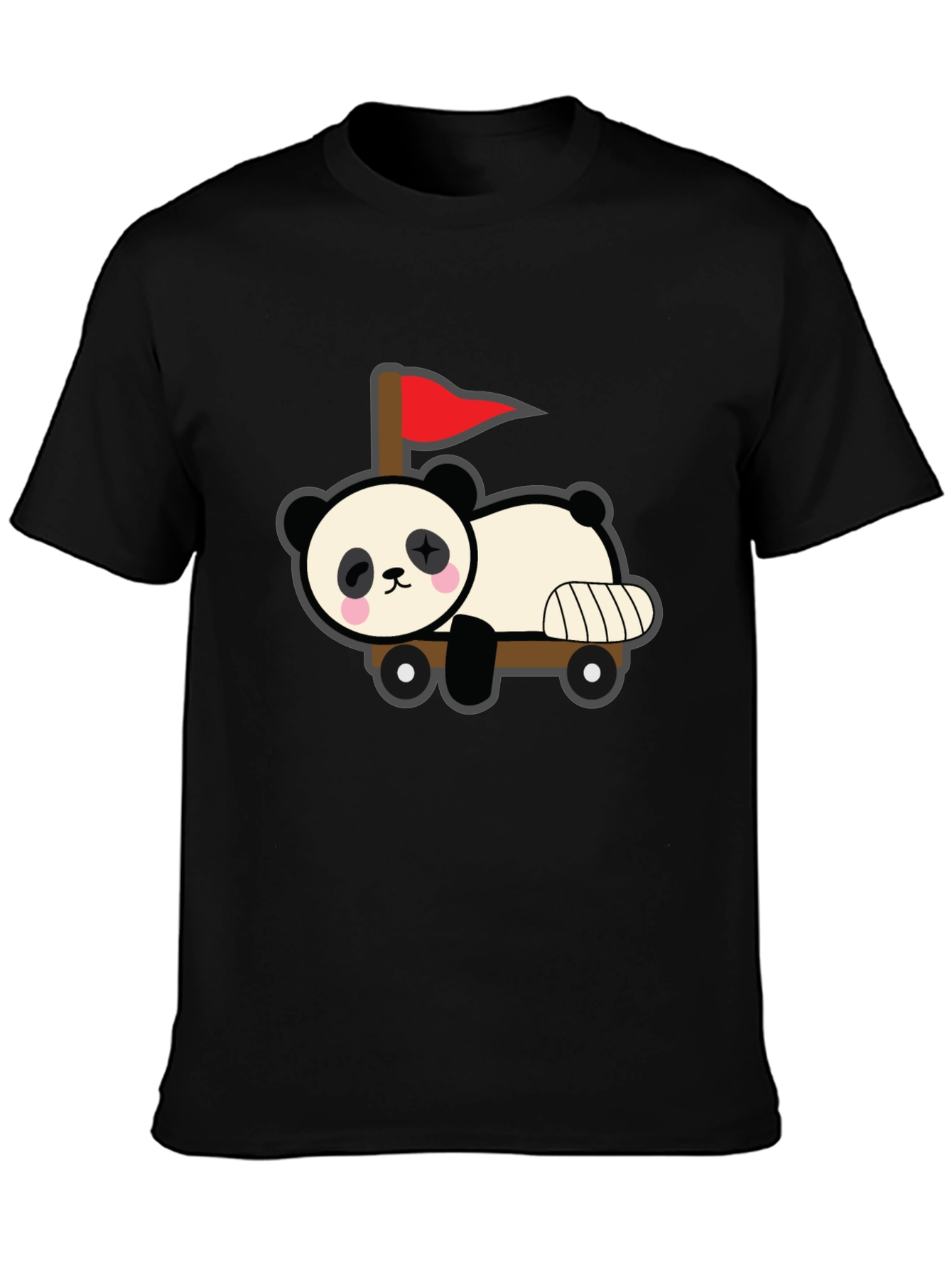 Black Cute Panda Car T-Shirt - Black view 3