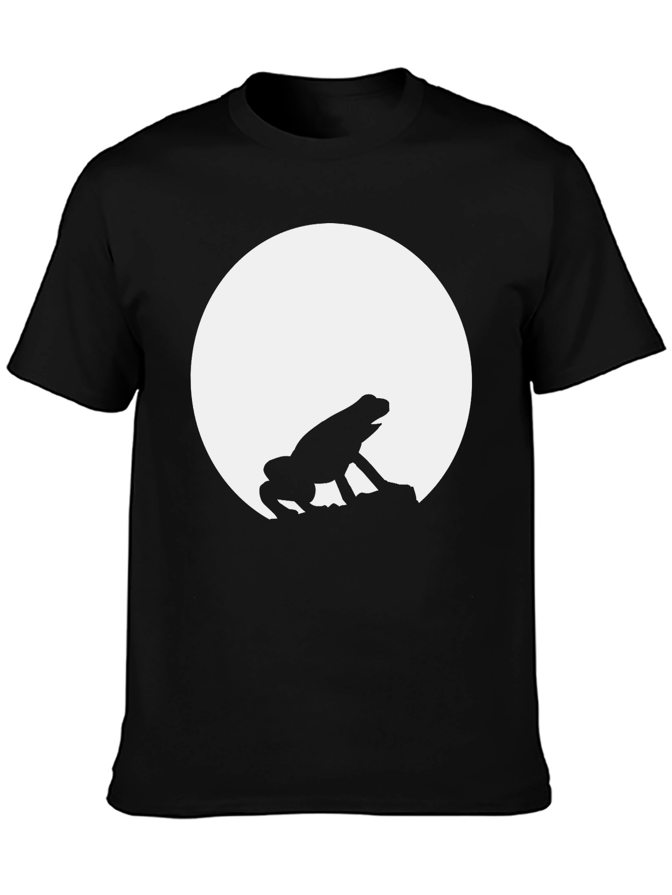 Black Frog Moon Silhouette Black T-Shirt view 3