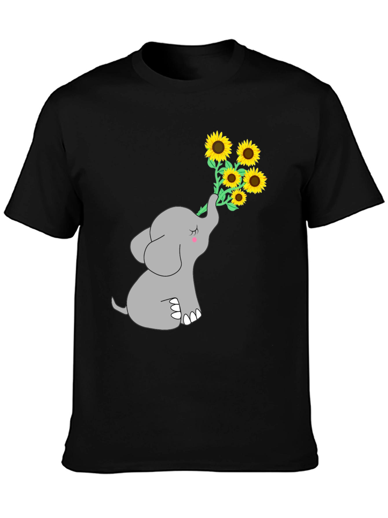 Black Elephant Sunflower Graphic Tee view 3