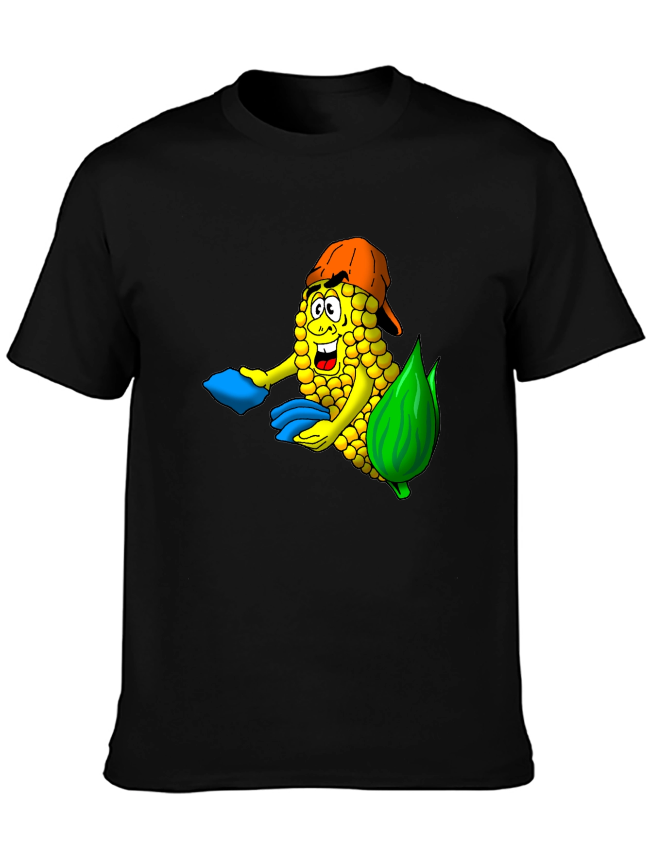 Black Corn Cob Cartoon T-Shirt view 3