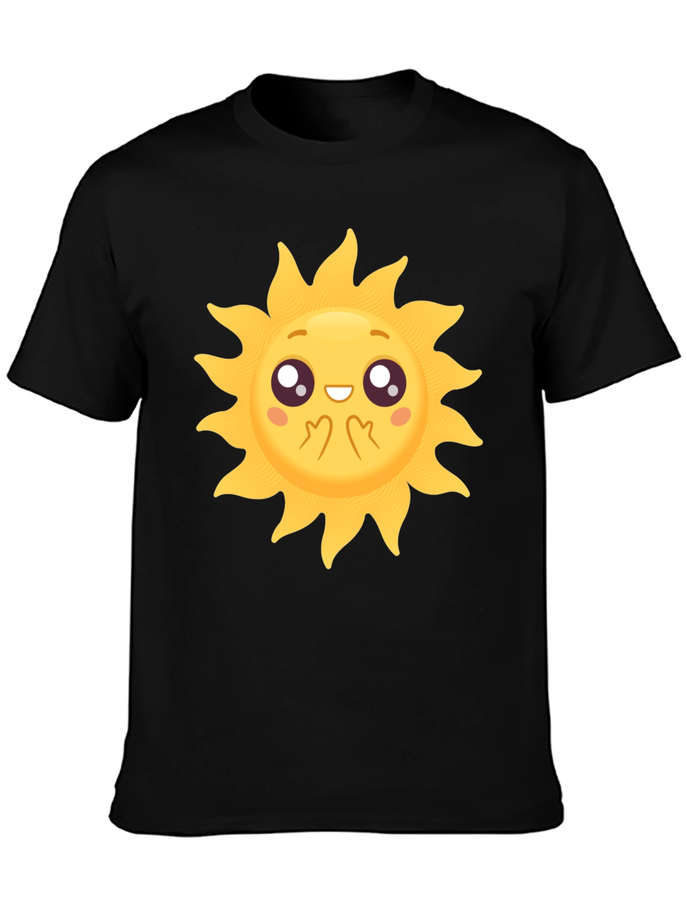 Black Cute Sun Graphic Black T-Shirt view 3