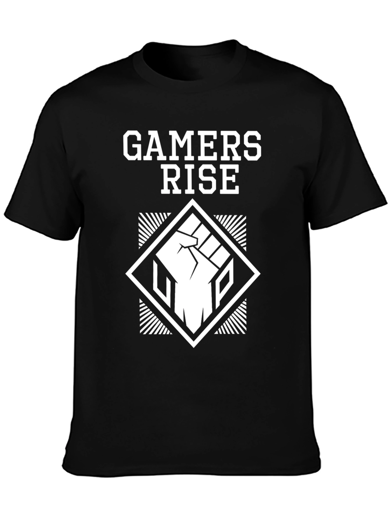 Black Gamers Rise Graphic Tee - Black Cotton T-Shirt view 3