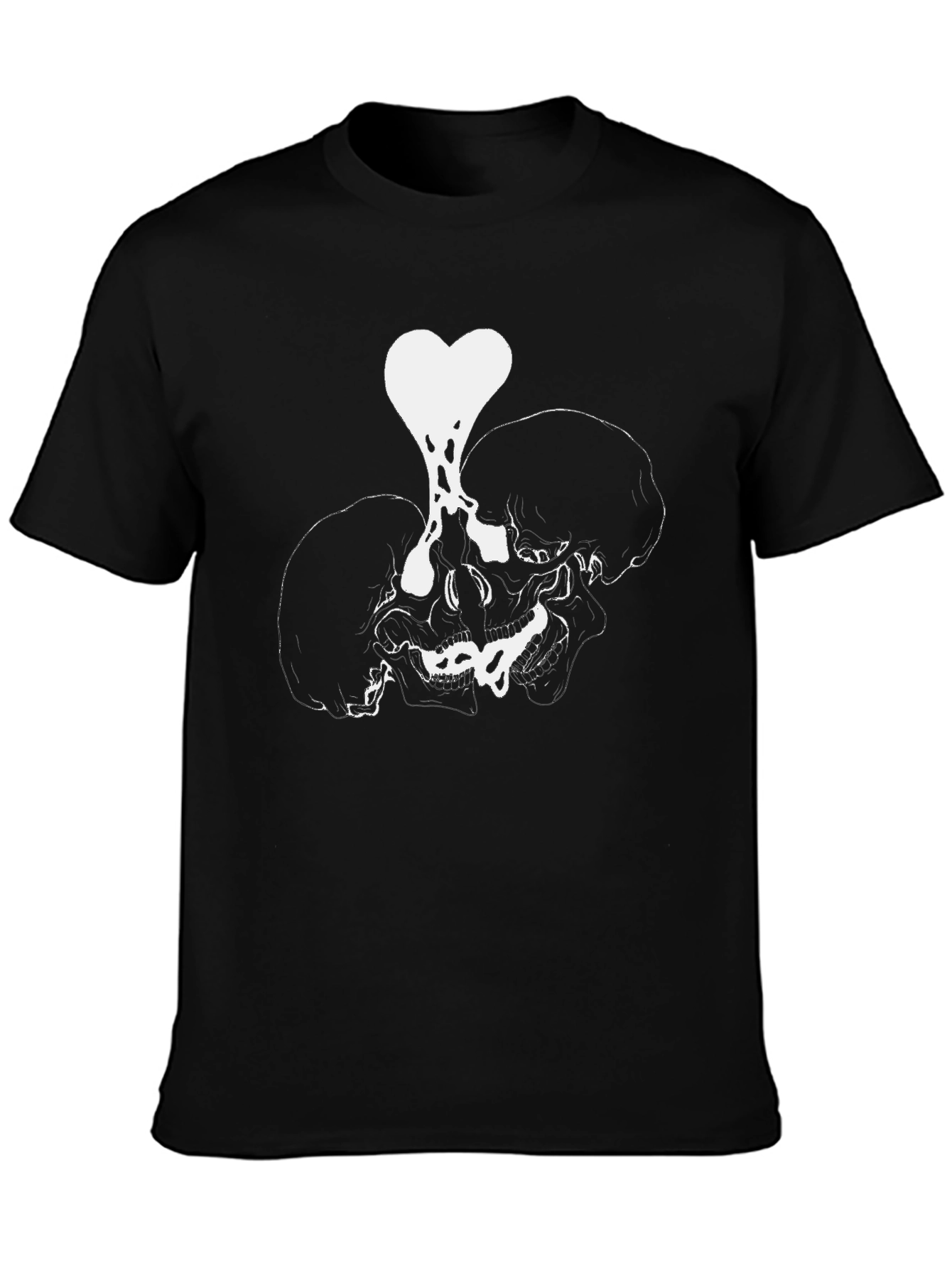 Black Skull Heart Graphic Tee - Black view 3