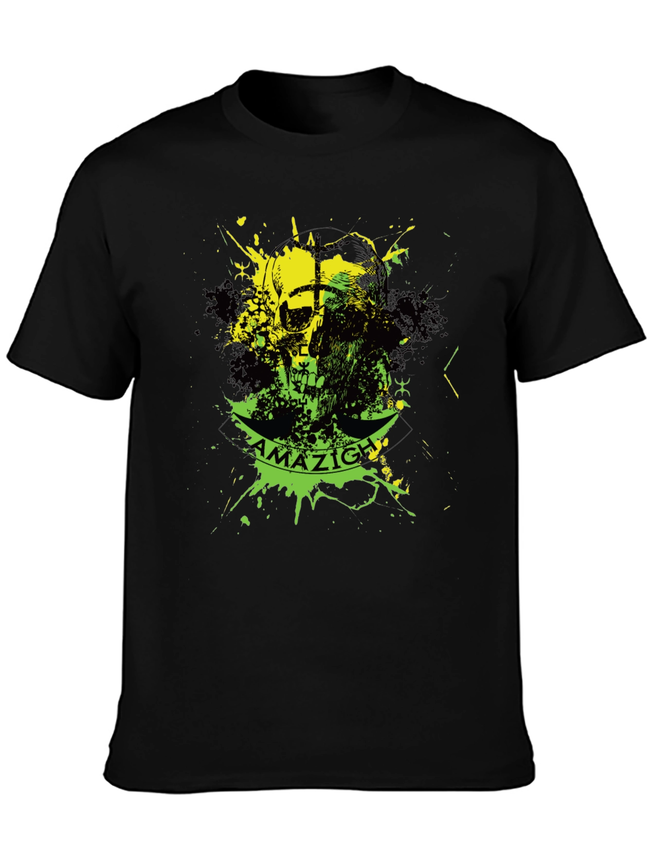 Black Amazigh Skull Graphic Black T-Shirt view 3