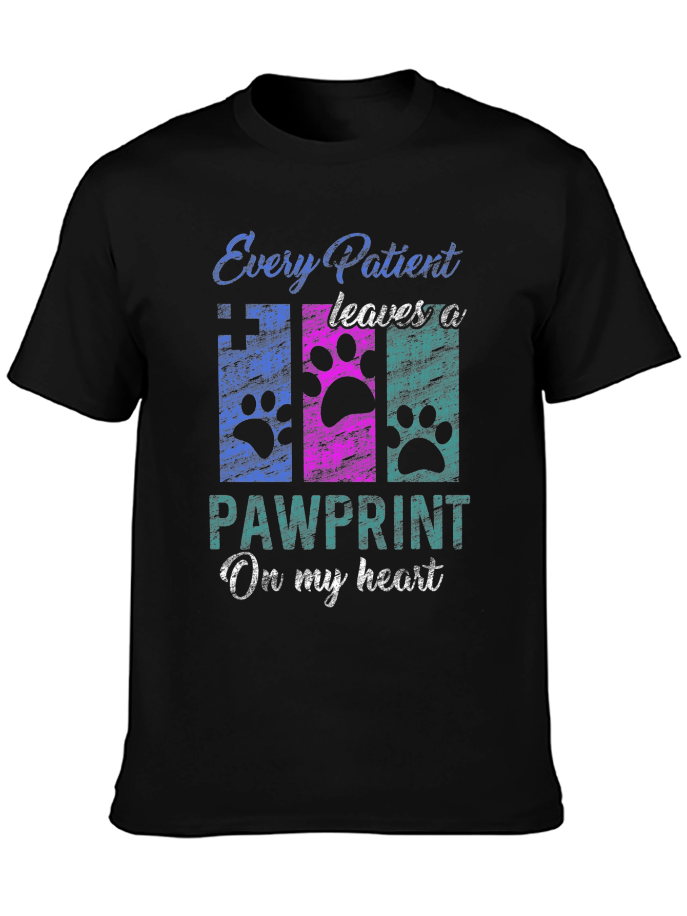 Black Pawprint Heart T-Shirt - Veterinary Love! view 3
