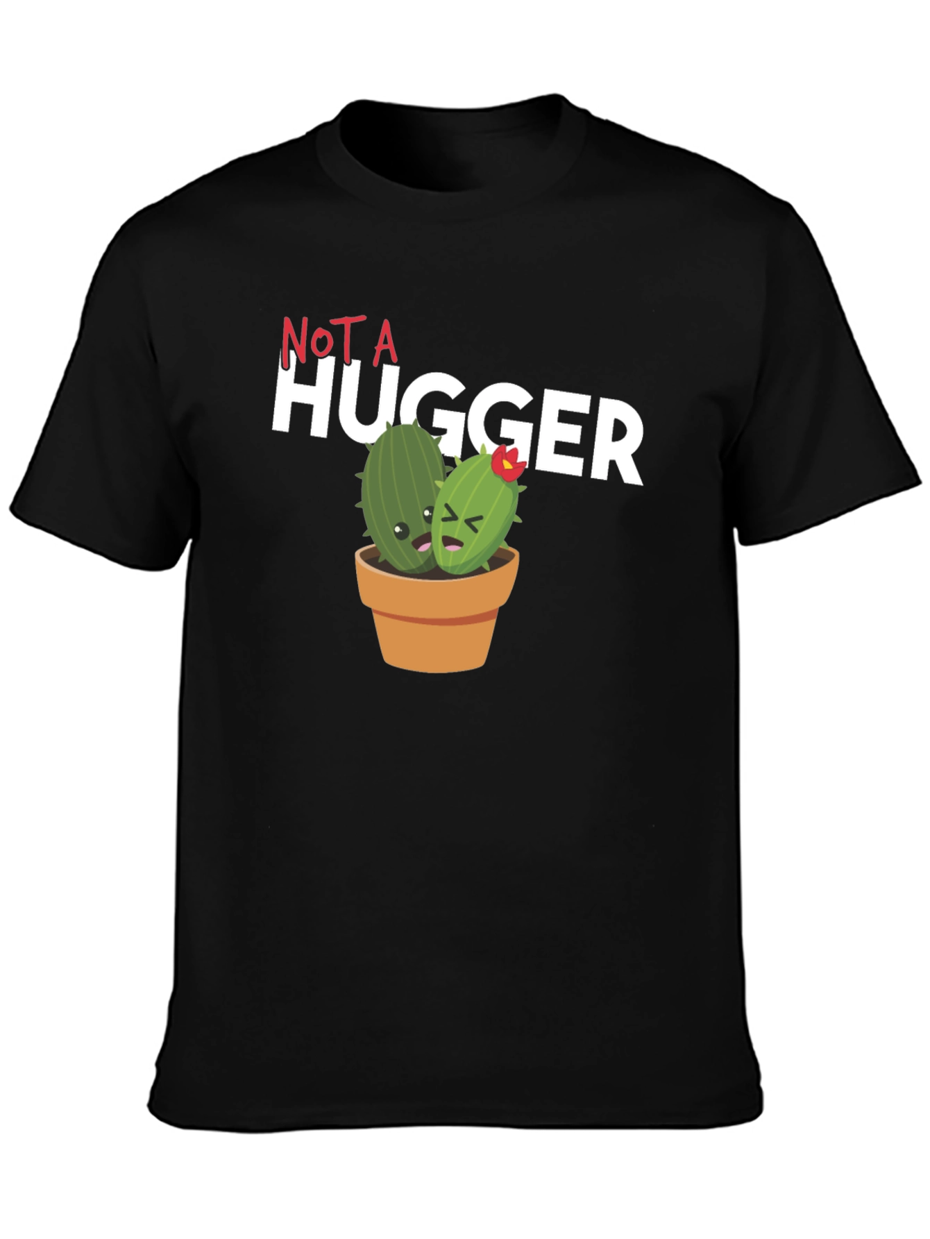 Black Not A Hugger Cactus Graphic T-Shirt view 3