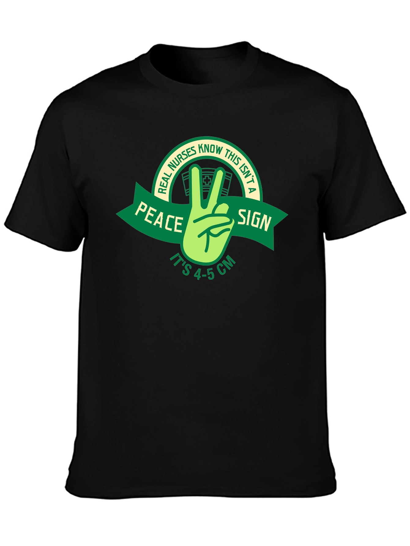 Black Funny Nurse T-Shirt - Peace Sign view 3