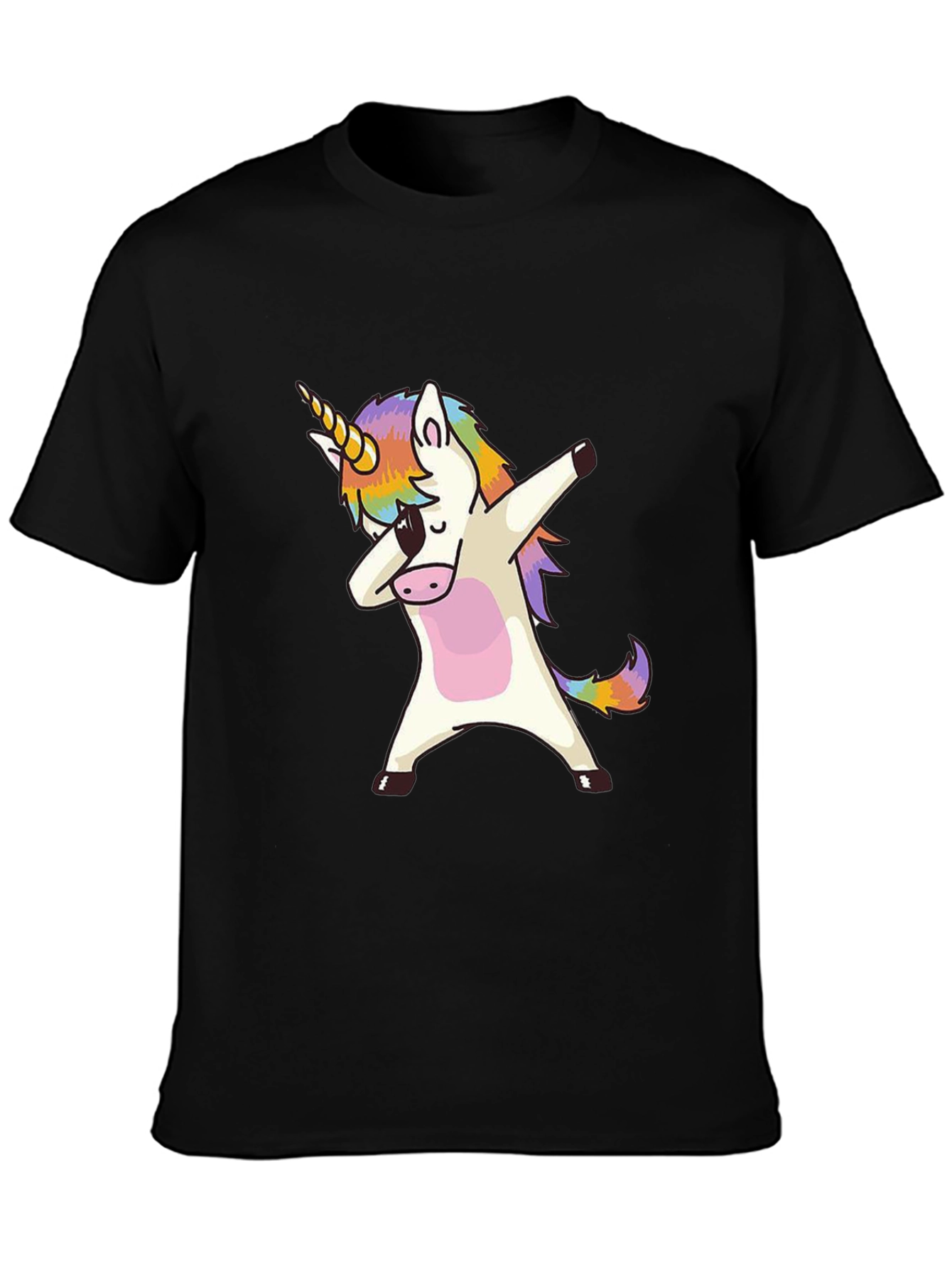 Black Dabbing Unicorn Graphic Tee - Black view 3