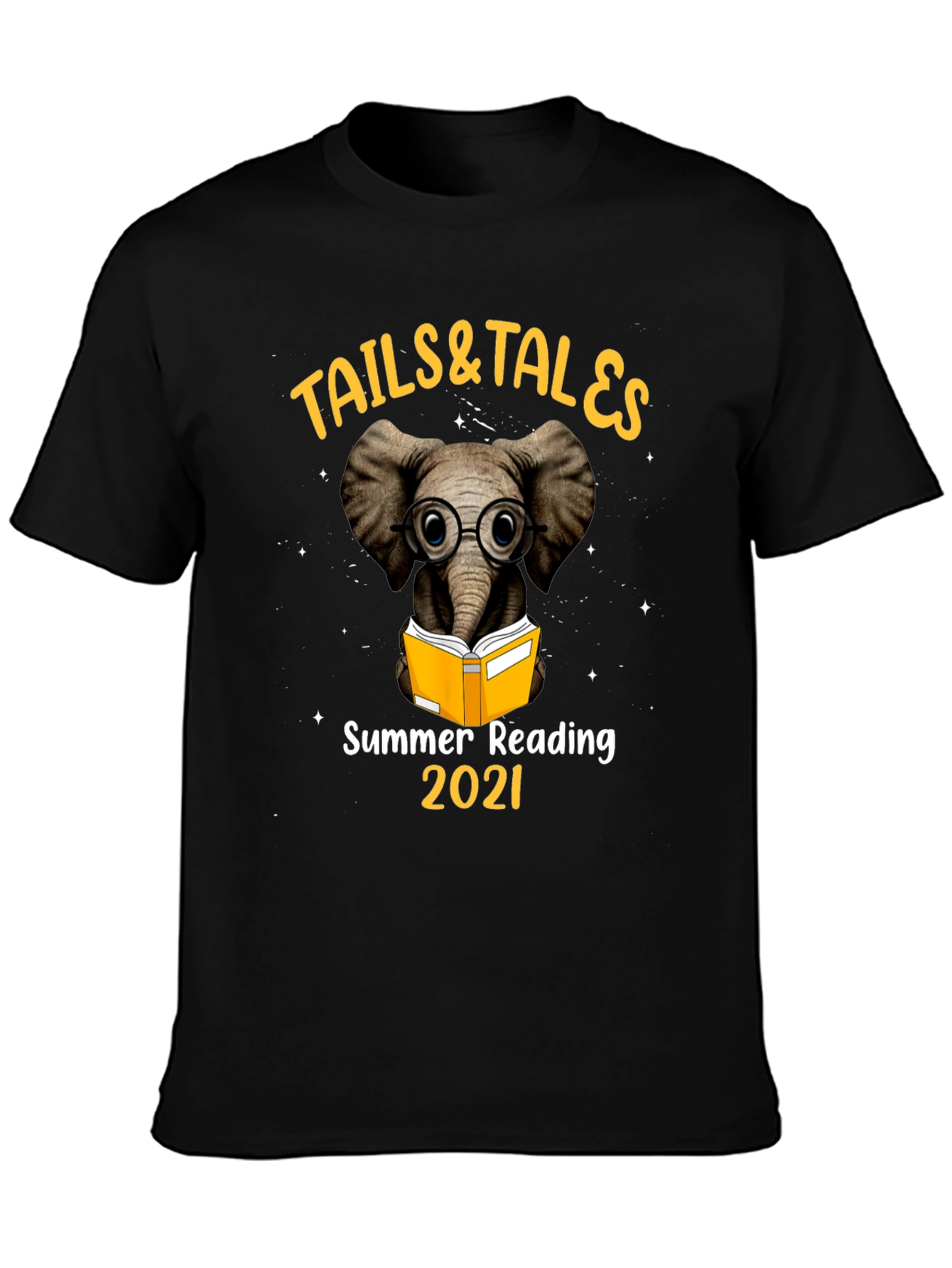 Black Tails & Tales Summer Reading 2021 Elephant T-Shirt view 3