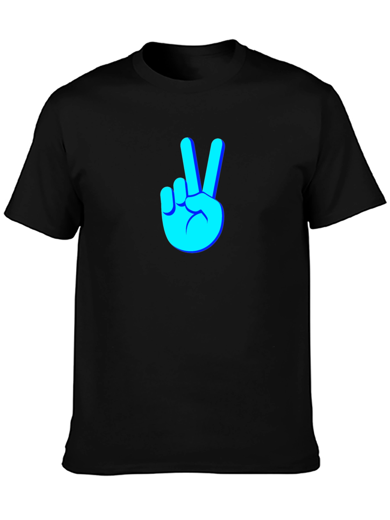 Black Cool Peace Sign Graphic Black T-Shirt view 3