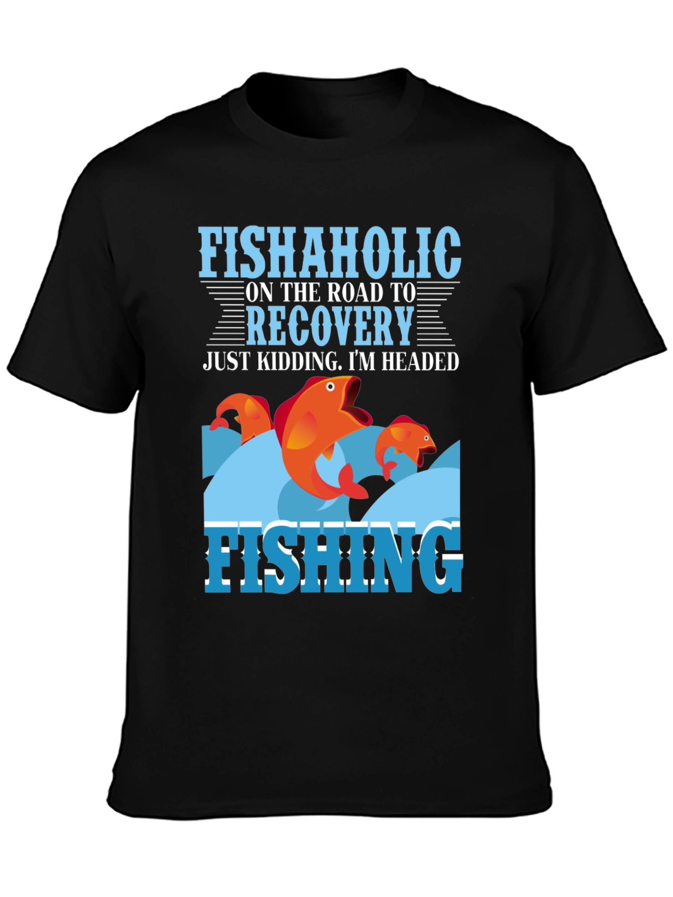 Black Fishaholic Fishing T-Shirt - Funny Fishing Tee view 3