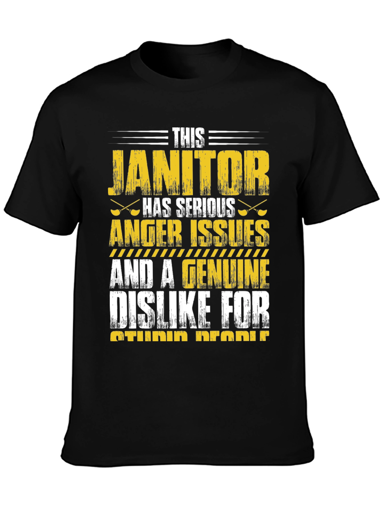 Black Janitor Anger Issues Graphic T-Shirt view 3