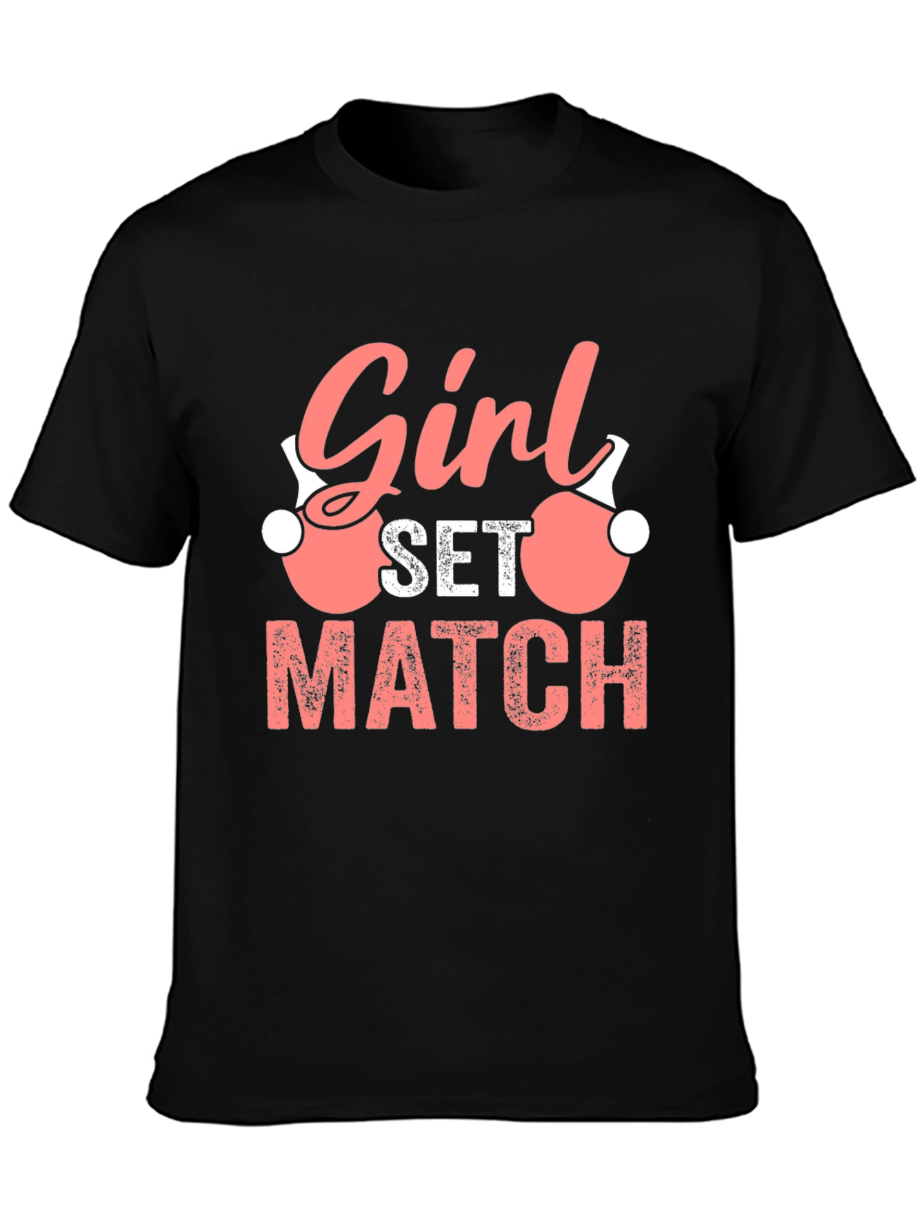 Black Girl Set Match T-Shirt - Ping Pong Volleyball Tee view 3