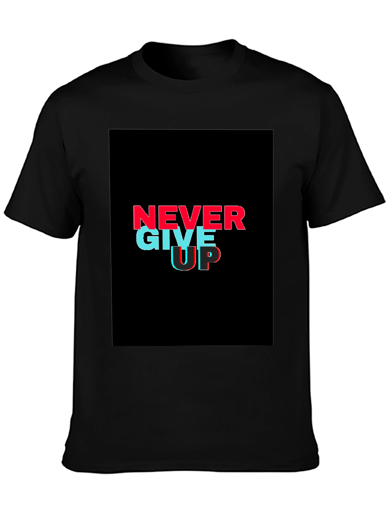 Black Never Give Up Graphic Tee - Black view 3