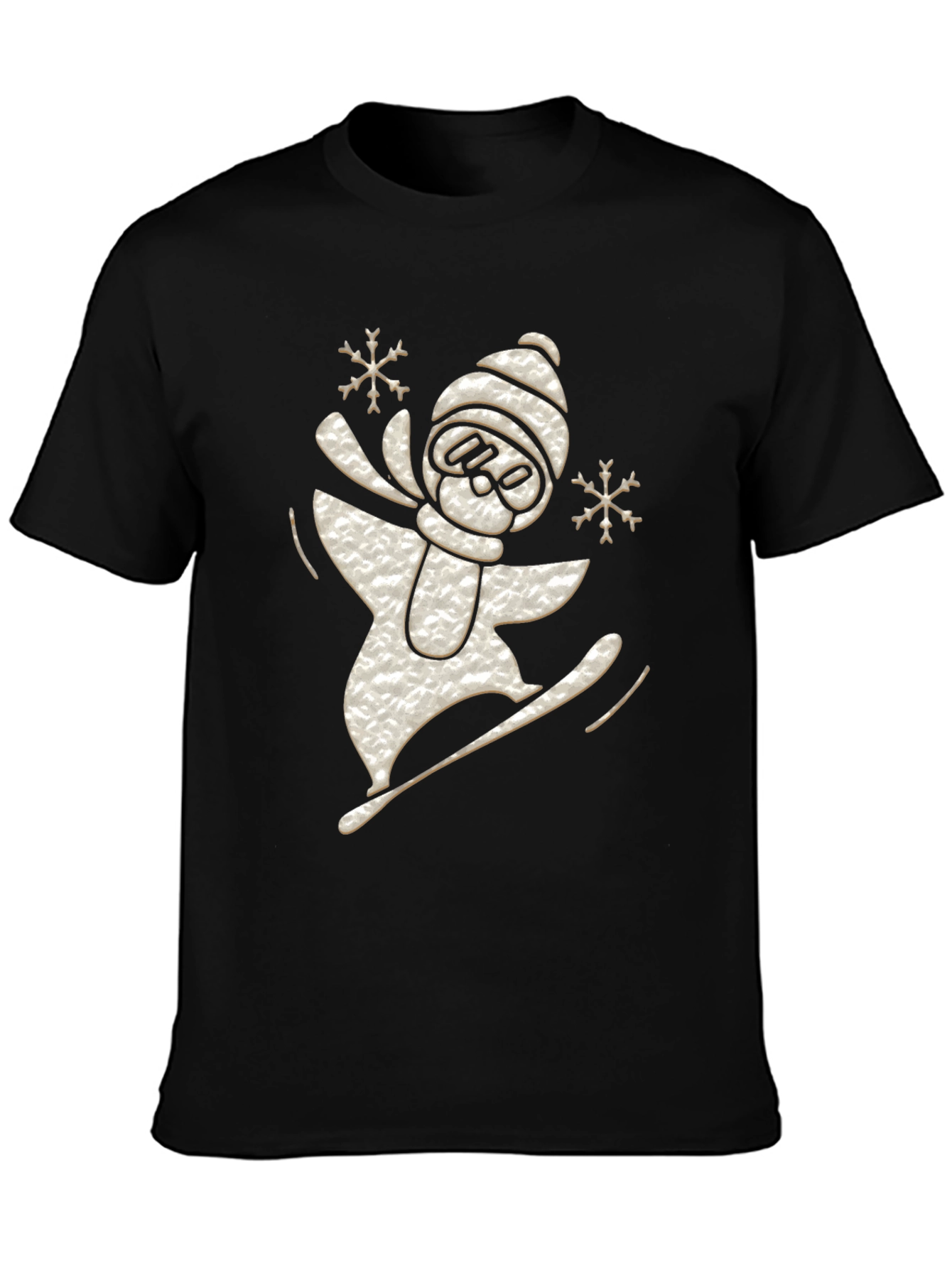 Black Snowboarder Snowman Graphic Tee view 3