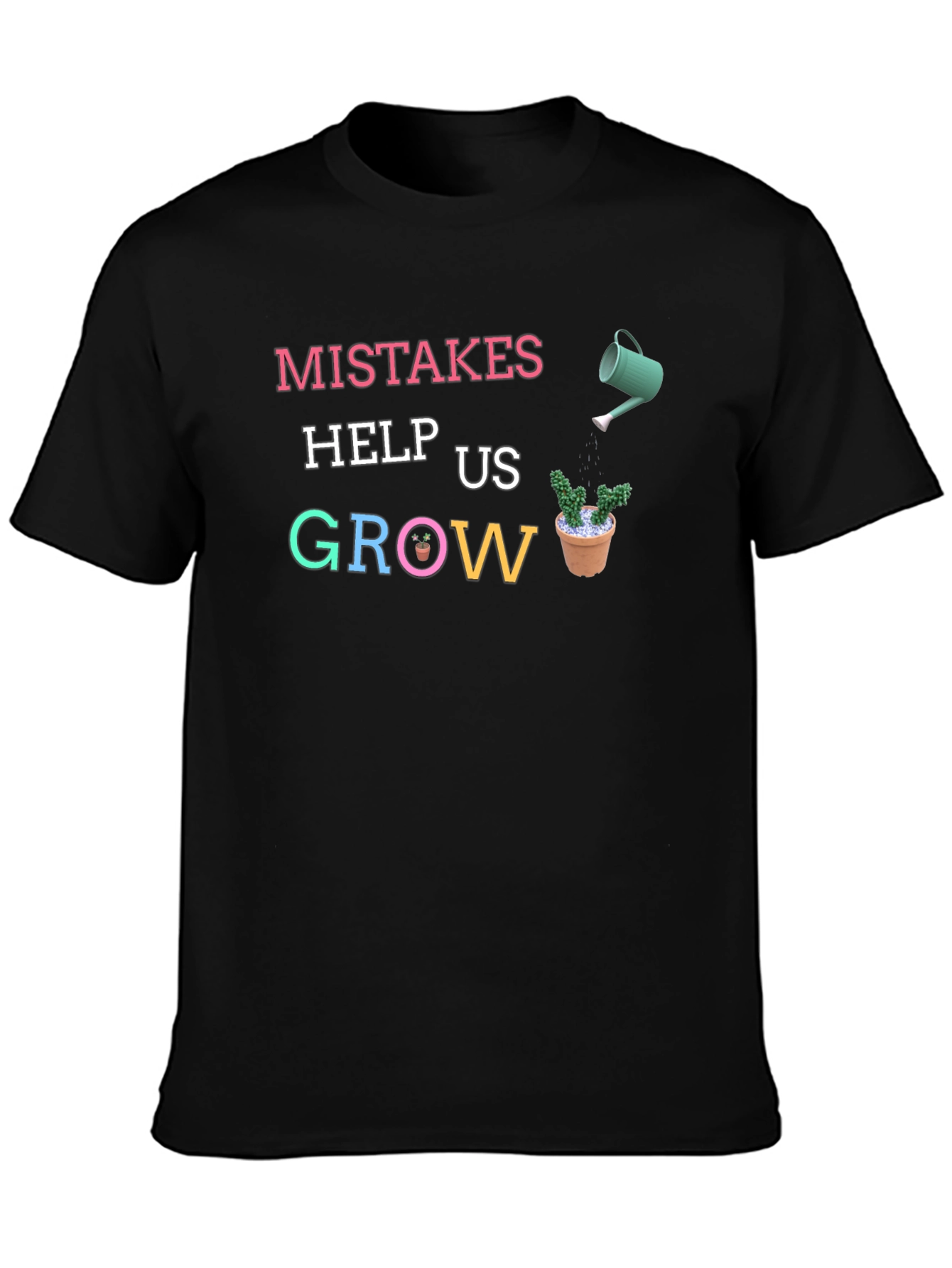 Black Mistakes Help Us Grow Funny Graphic T-Shirt view 3