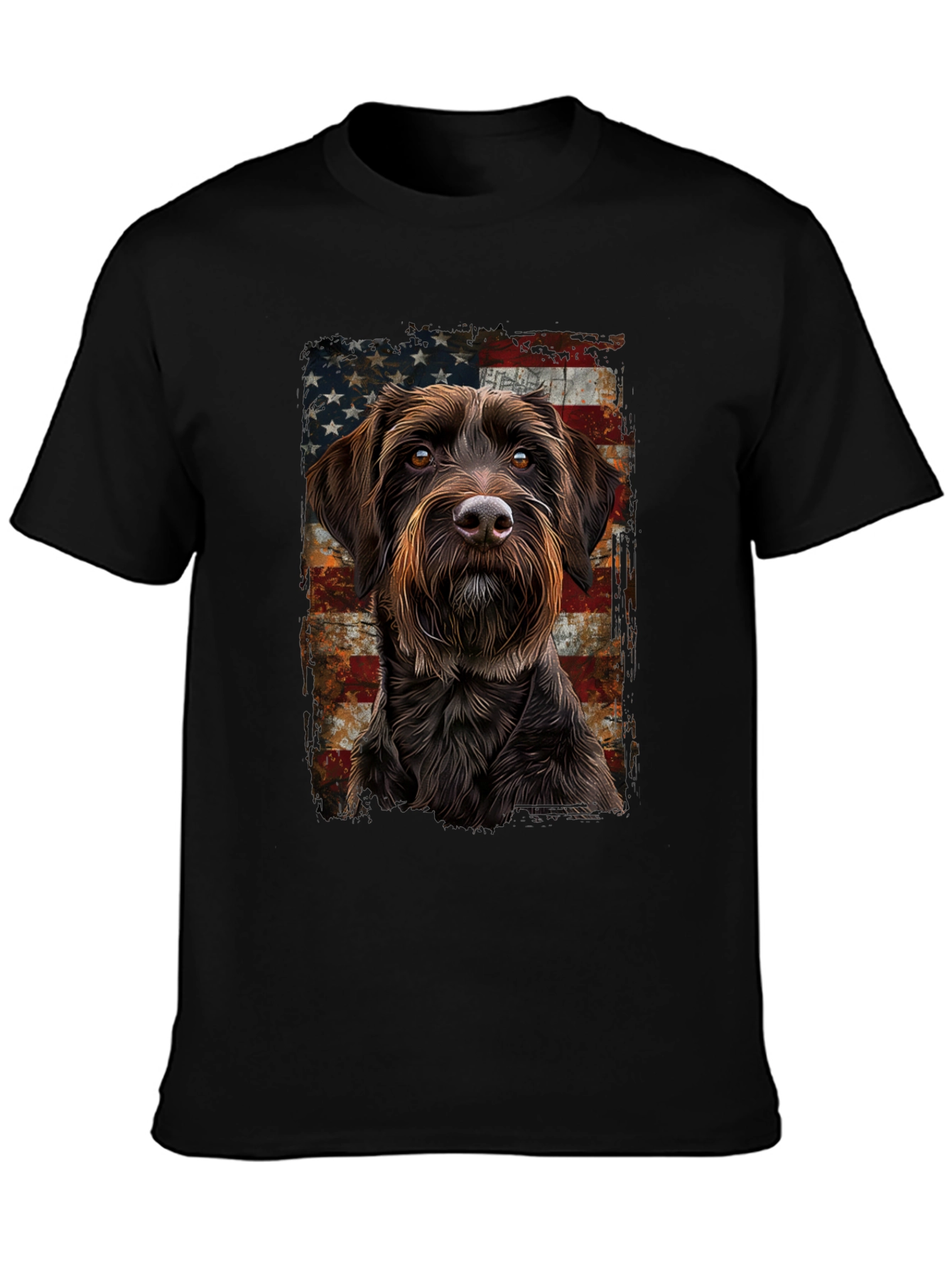 Black Dog Breed American Flag T-Shirt view 3