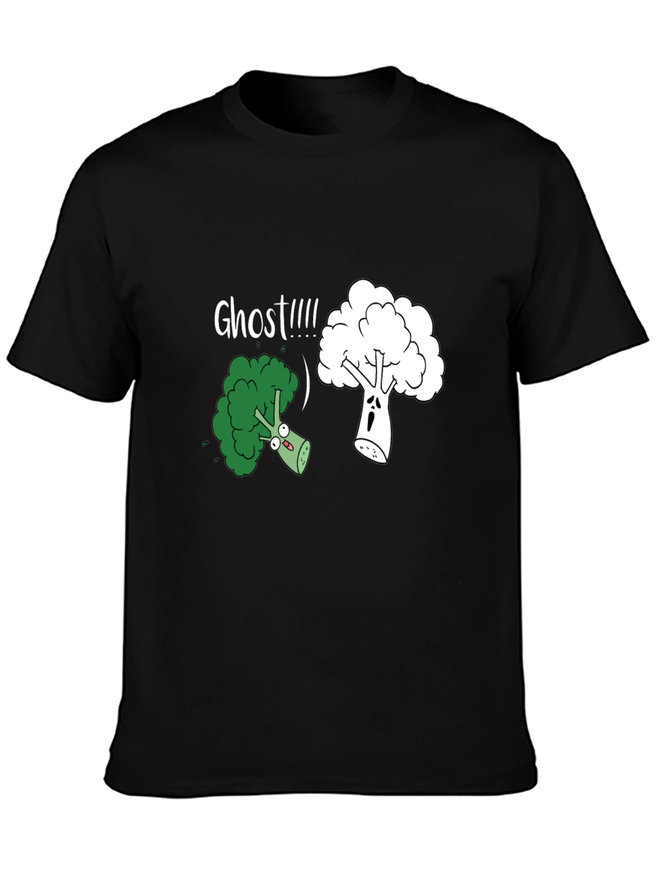 Black Broccoli Ghost Funny Graphic T-Shirt view 3