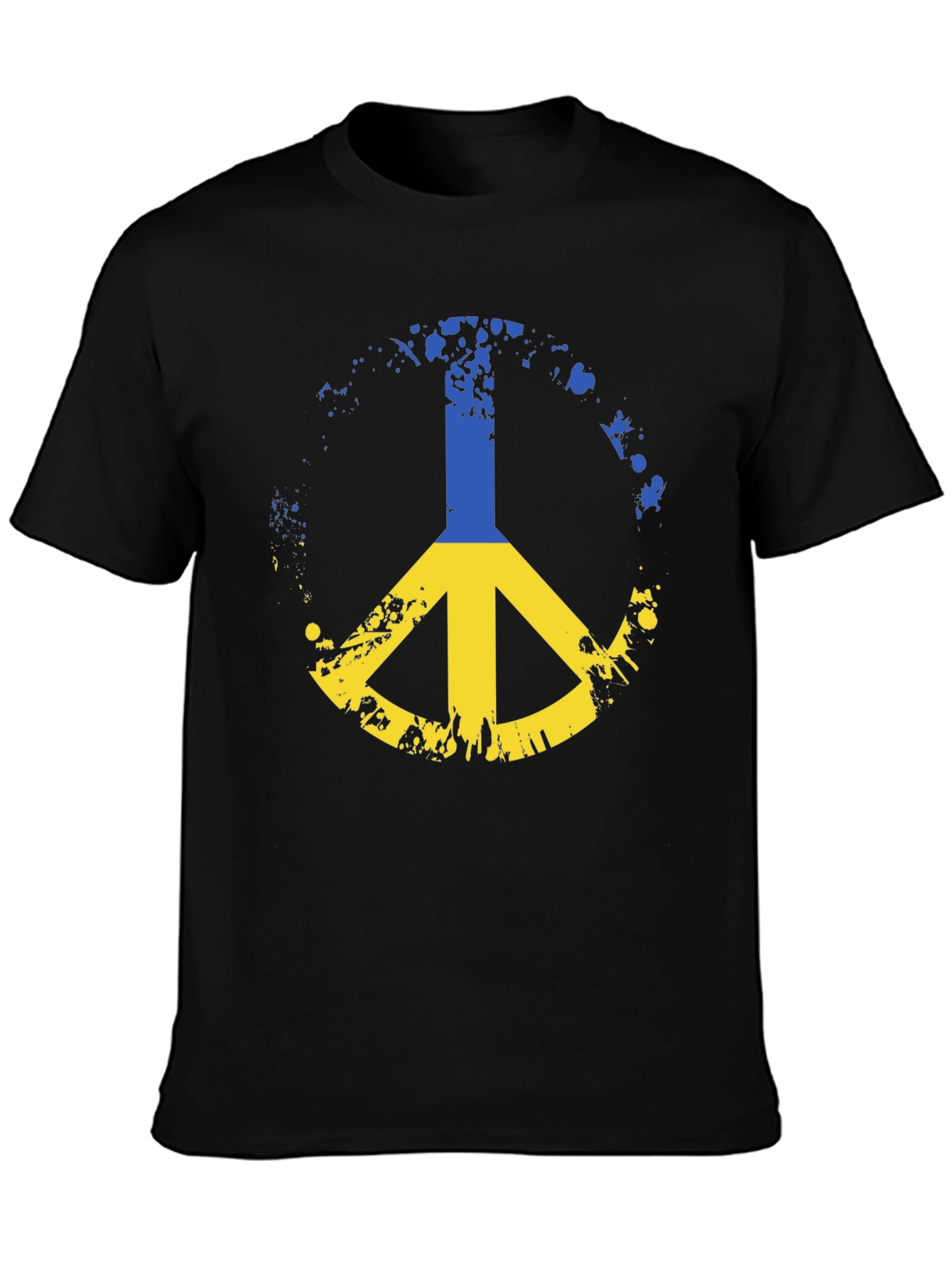 Black Ukraine Peace Sign Black T-Shirt view 3