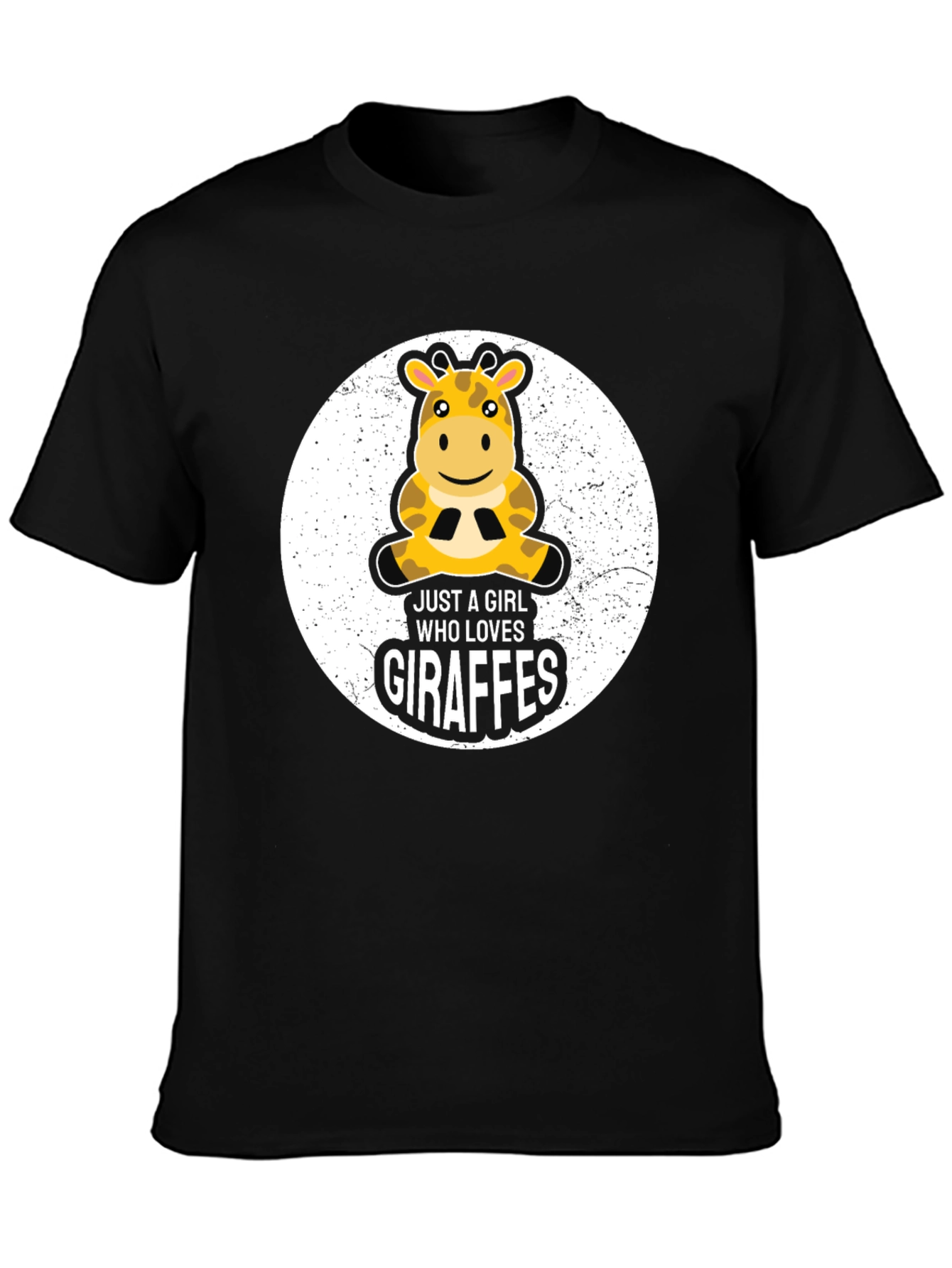 Black Just a Girl Who Loves Giraffes T-Shirt view 3