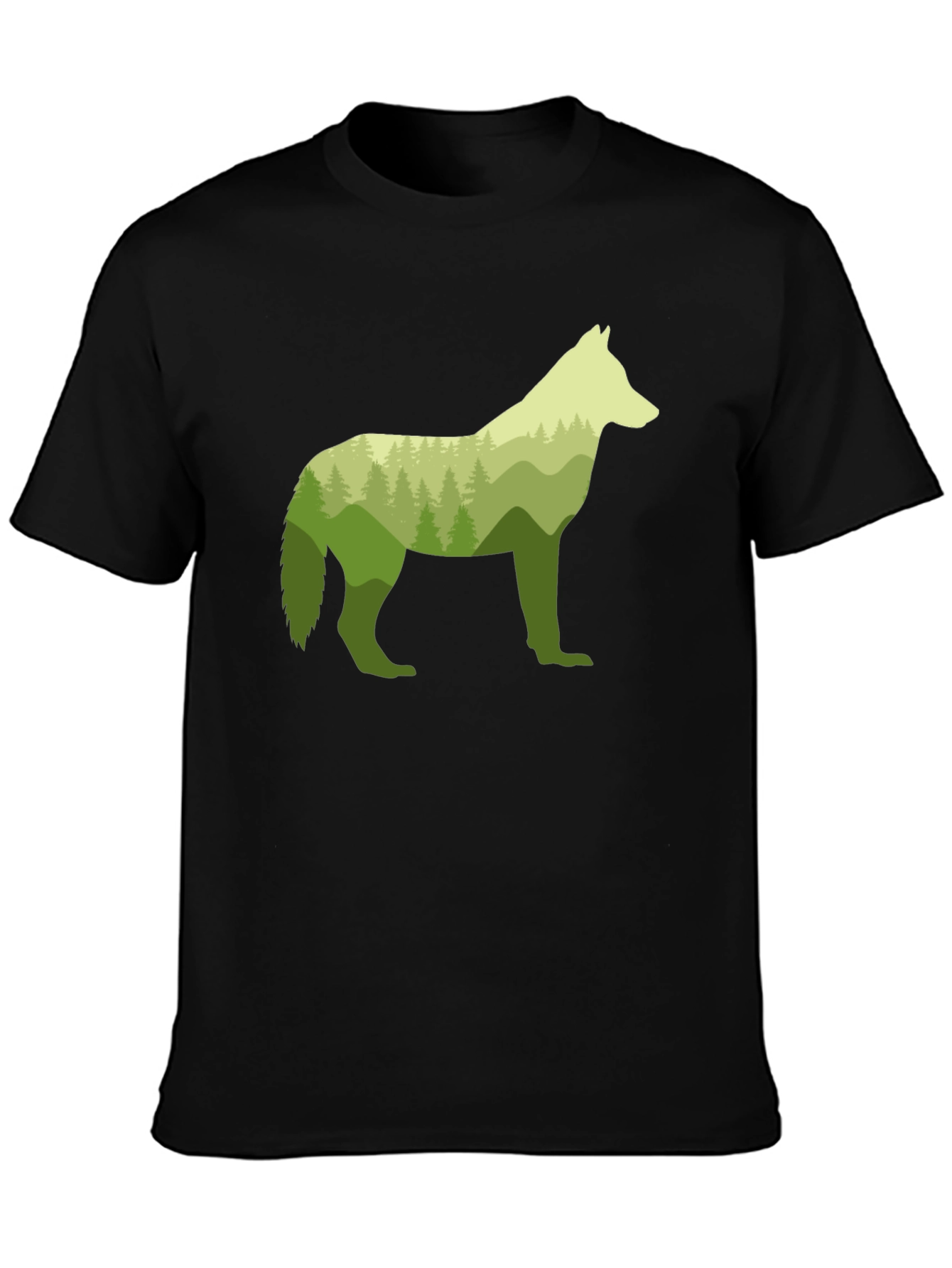 Nature Wolf Graphic Tee - Stylish Men's Black T-Shirt - 3