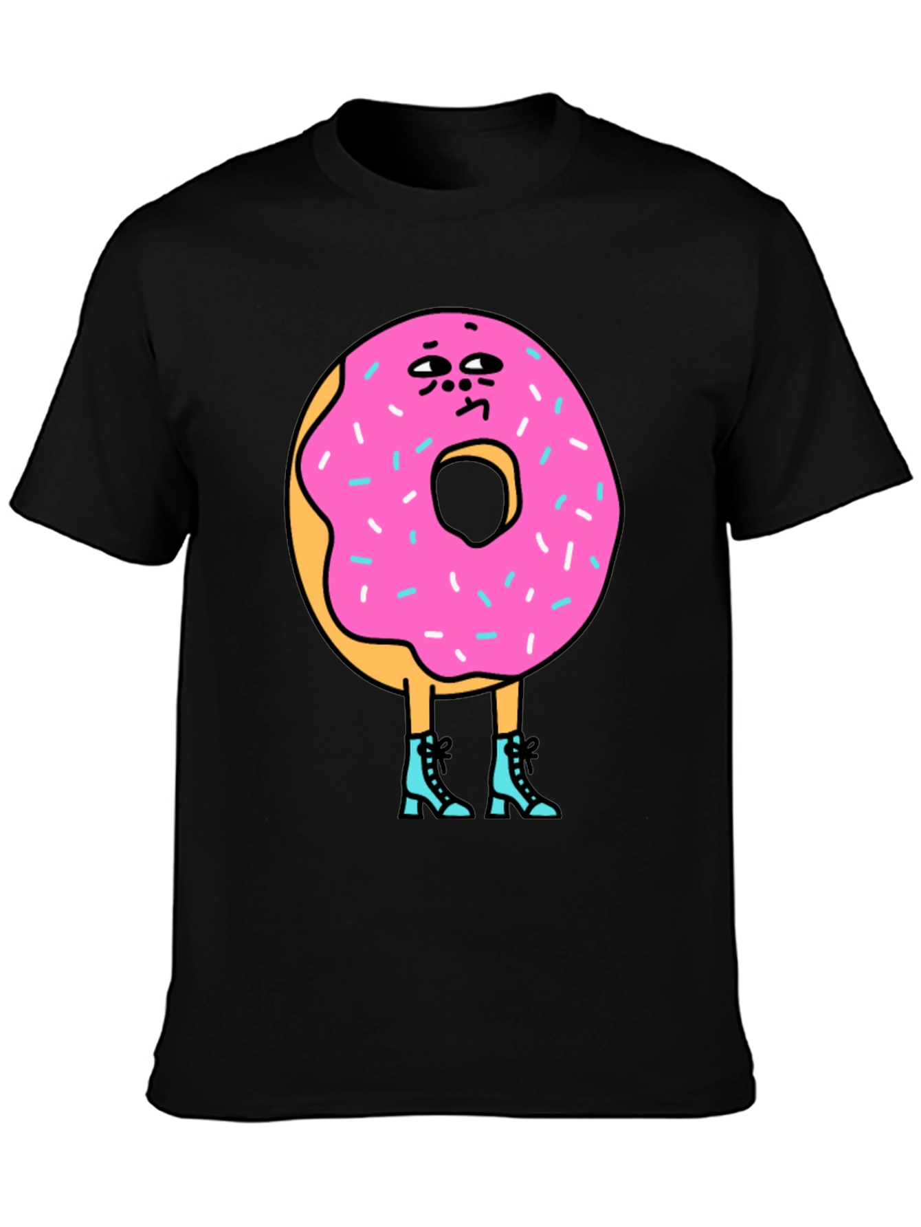 Black Donut Character Graphic T-Shirt view 3