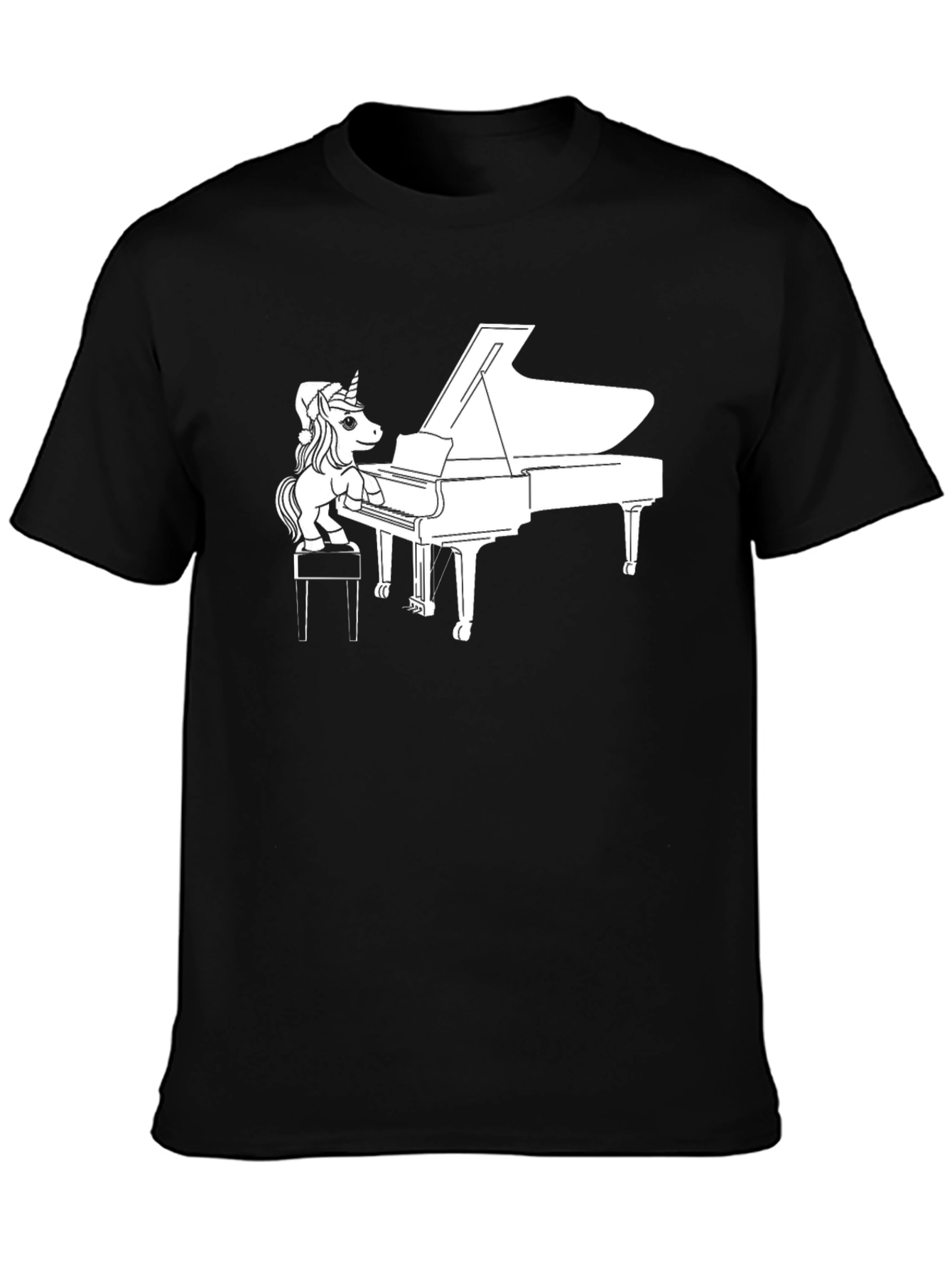 Black Unicorn Piano Player Graphic Tee - Black Cotton Blend view 3