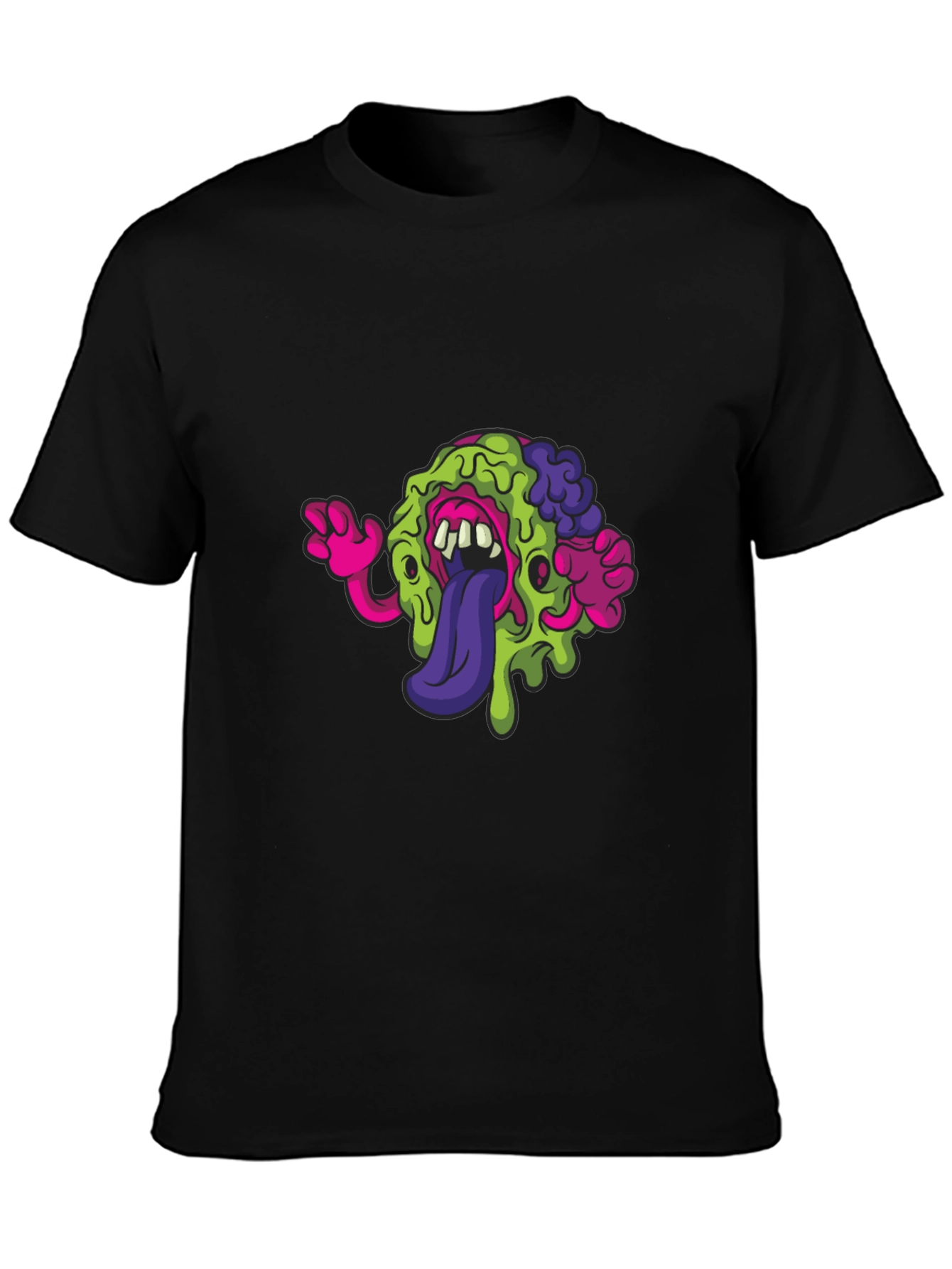 Black Monster Brain Graphic Tee - Quirky Black T-Shirt view 3