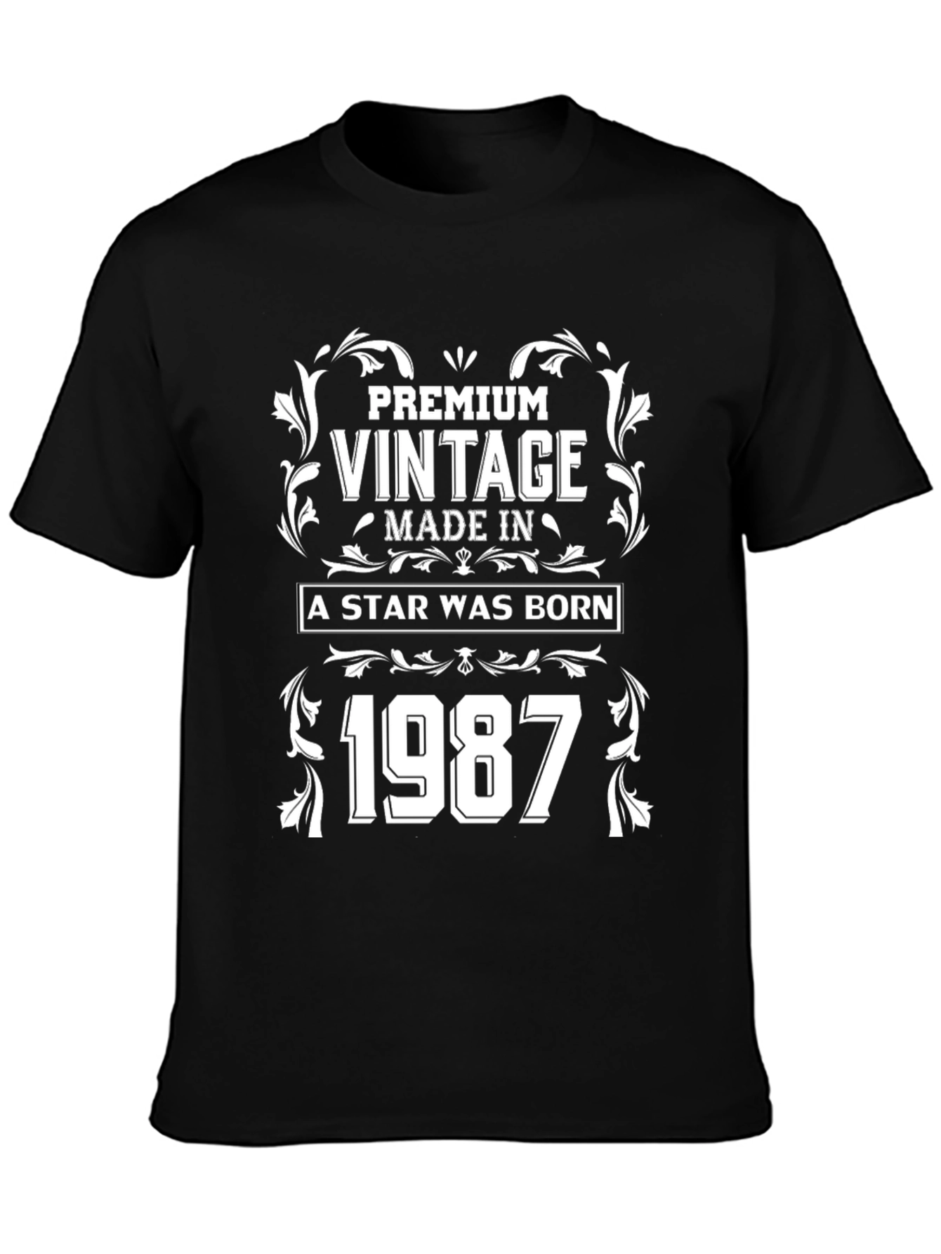 Black Premium Vintage 1987 Birthday T-Shirt view 3