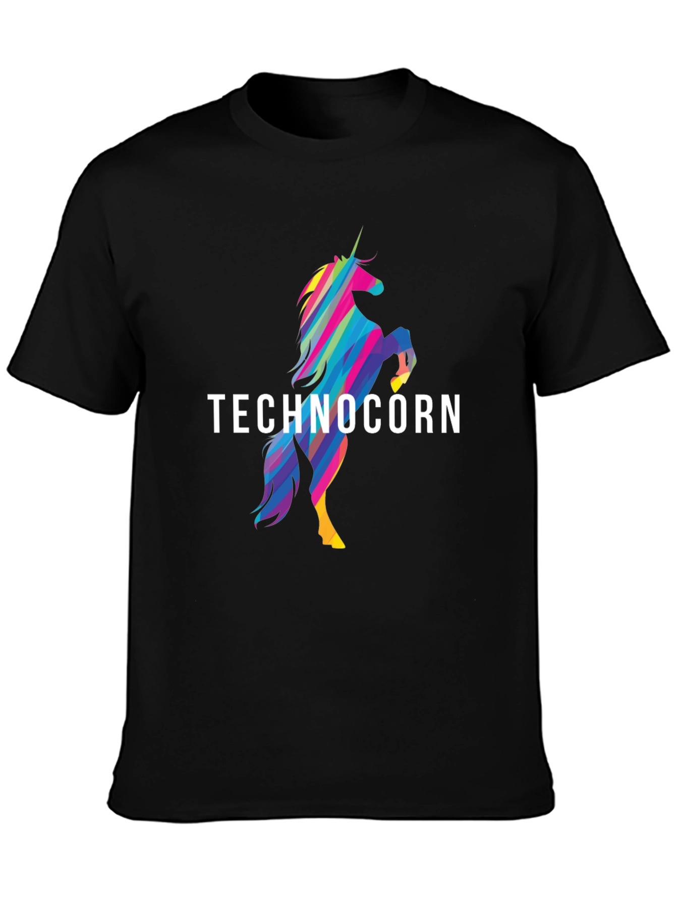 Black Technocorn Graphic T-Shirt - Black Cotton Tee view 3