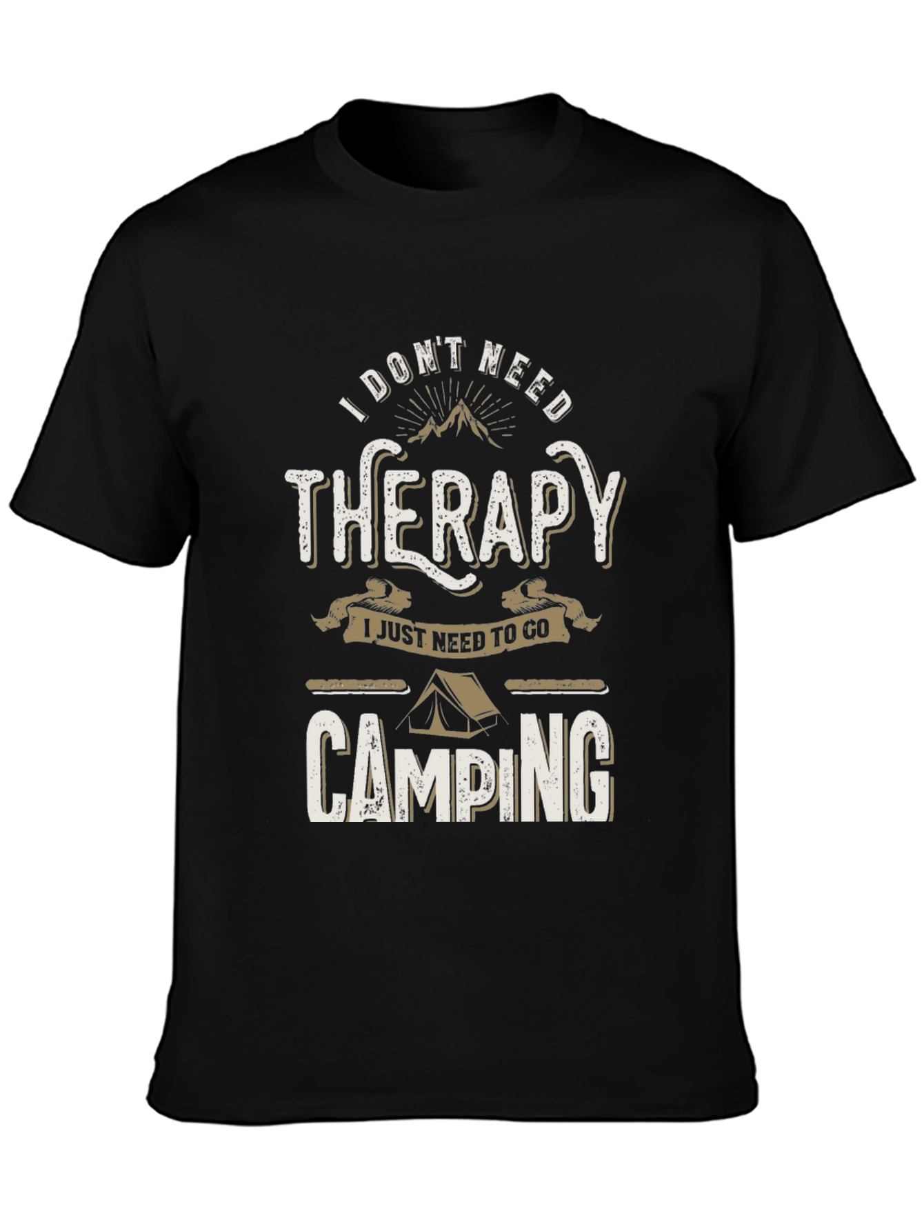 Black Camping Therapy T-Shirt - Nature Lover Tee view 3